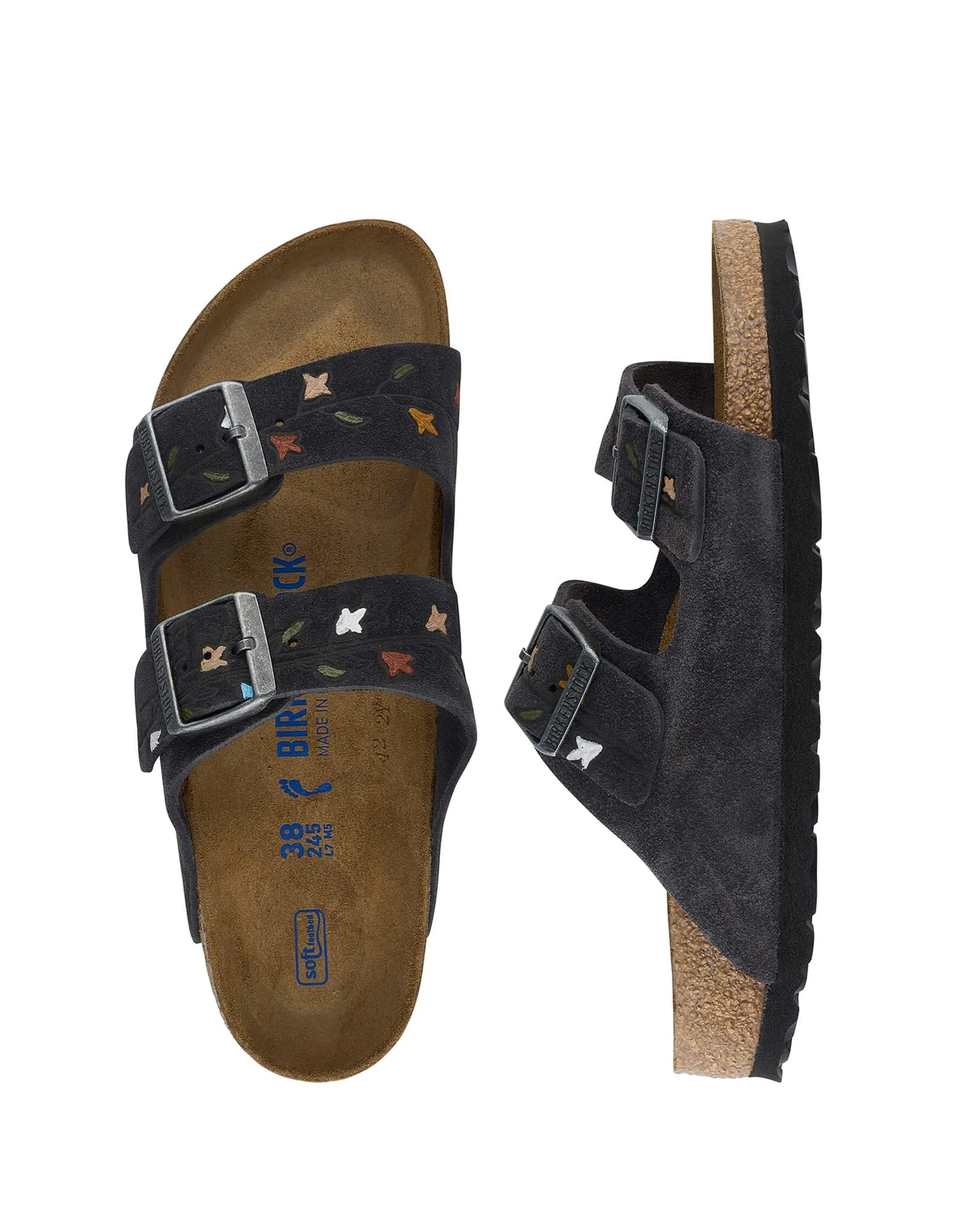 The BIRKENSTOCK Arizona with Hand Painted Tooled Tulip. -- Velvet Gray with Multi sold by THE GREAT. product image thumbnail 5
