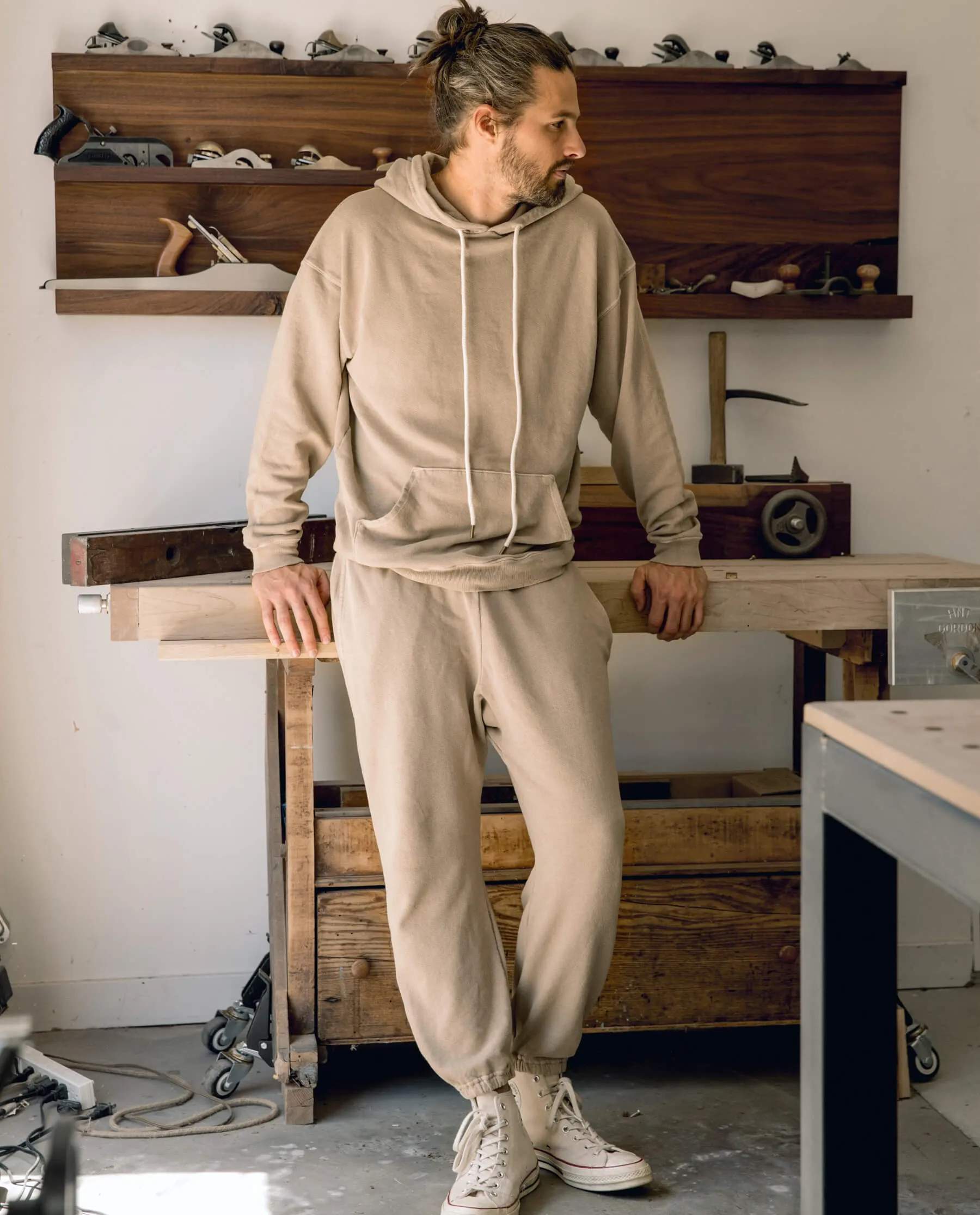 The Men's Stadium Sweatpant. -- Fawn sold by THE GREAT.