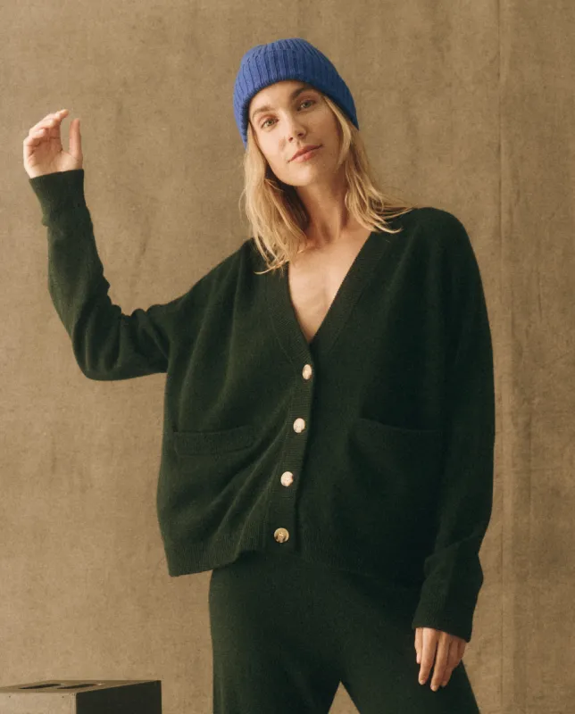 The Cashmere Varsity Cardigan. -- Alpine sold by THE GREAT.