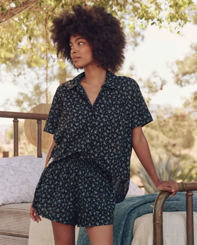 The Short Sleeve Pajama Shirt. -- Nightshade Floral sold by THE GREAT.