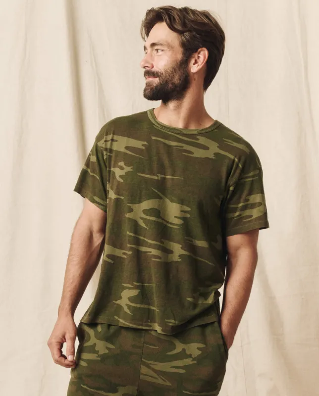 The Men's Boxy Crew. -- Deep Woods Camo sold by THE GREAT.