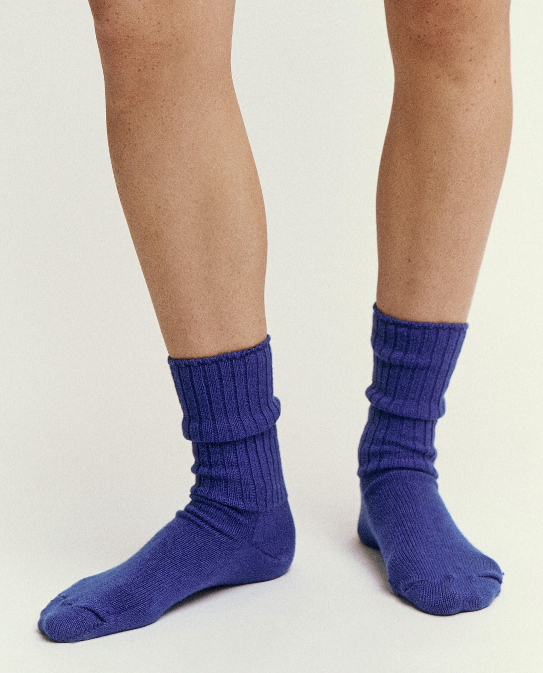 The Cashmere Sock. -- Bright Blue sold by THE GREAT.