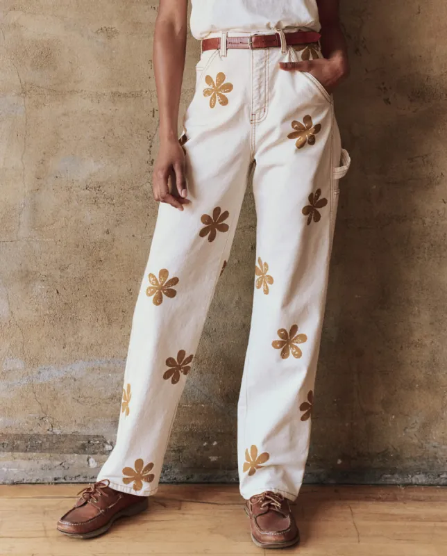 The Carpenter Pant with Daisy Stamp. -- Natural sold by THE GREAT.