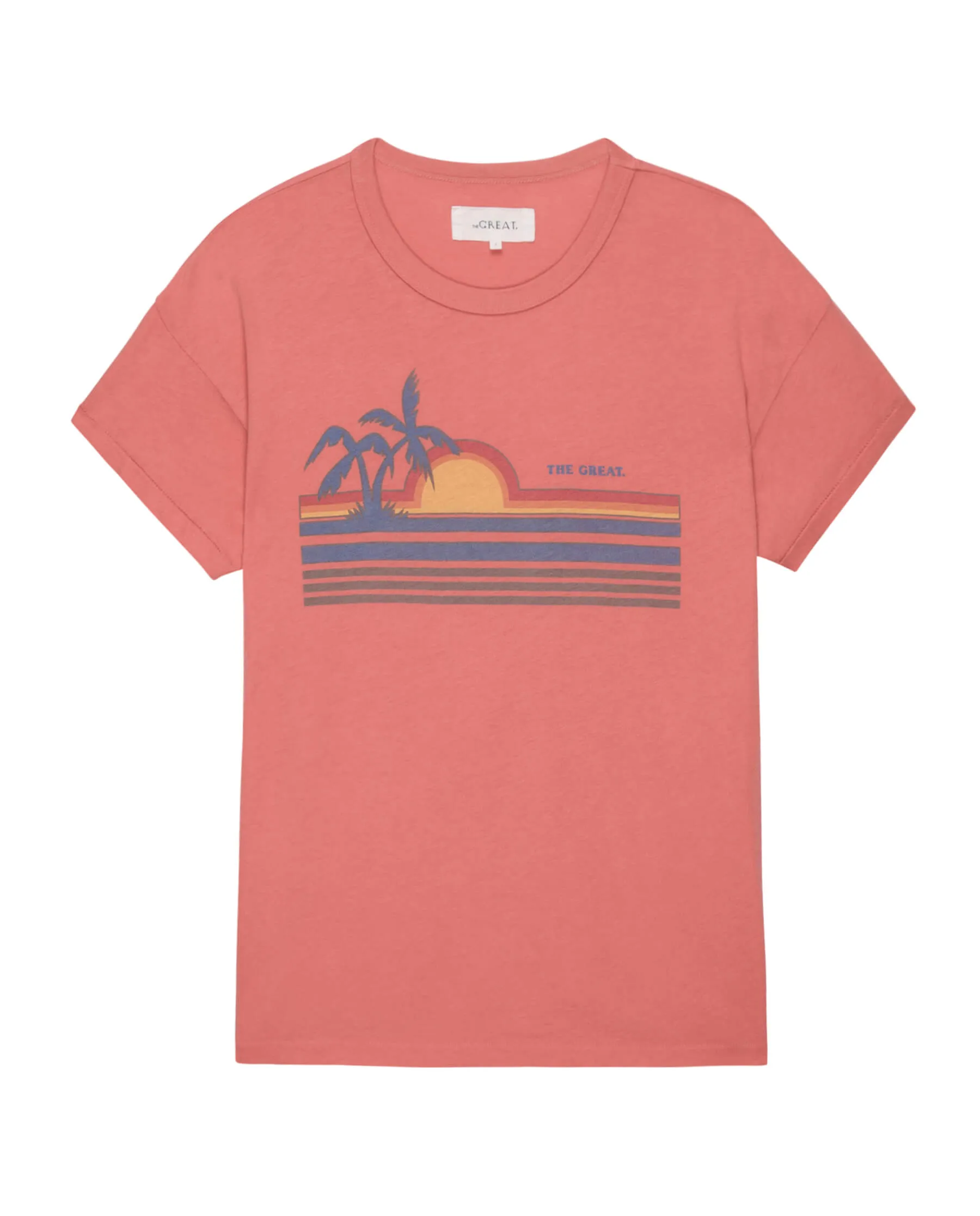 The Boxy Crew. Graphic -- Coral with Sunset Graphic sold by THE GREAT.