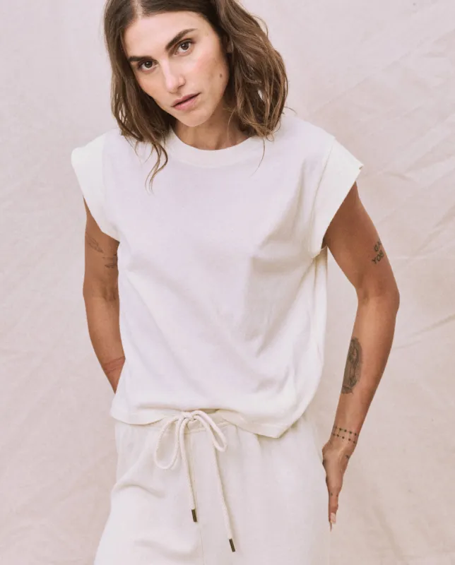 The Peak Shoulder Tee. -- Washed White sold by THE GREAT.