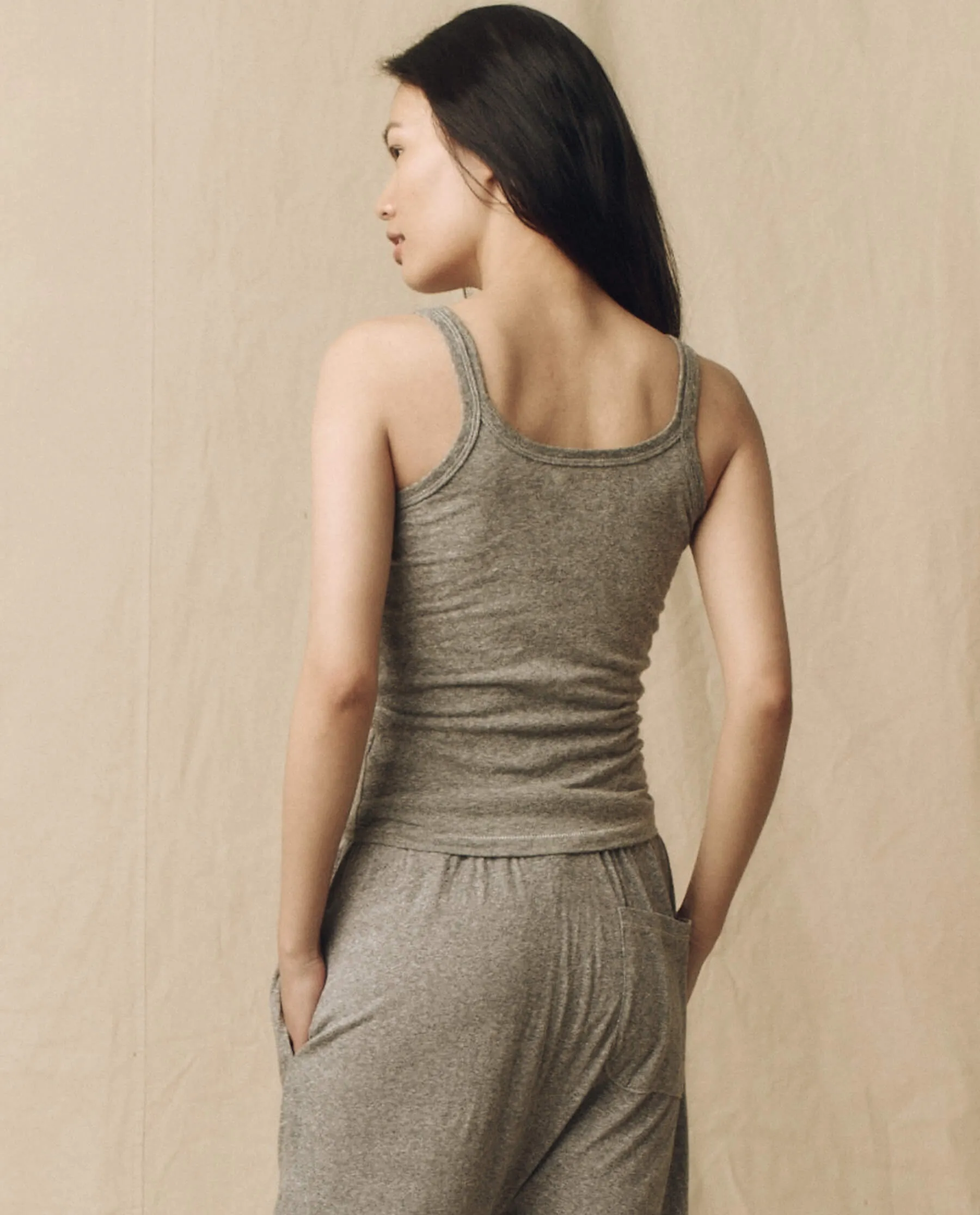 The Slim Tank. Solid -- Heather Grey sold by THE GREAT. product image thumbnail 2