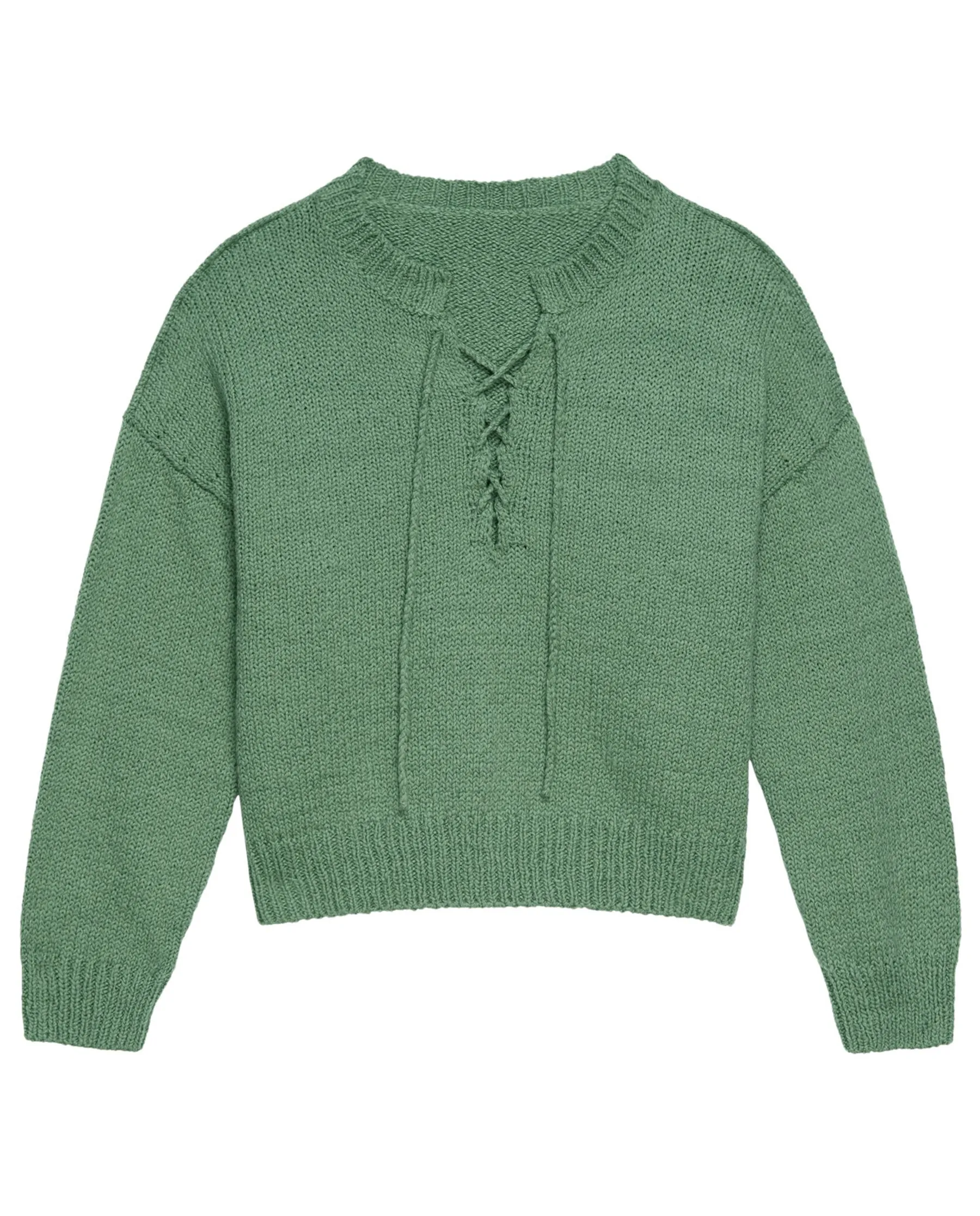 The Lace Up Pullover. -- Dried Basil sold by THE GREAT.