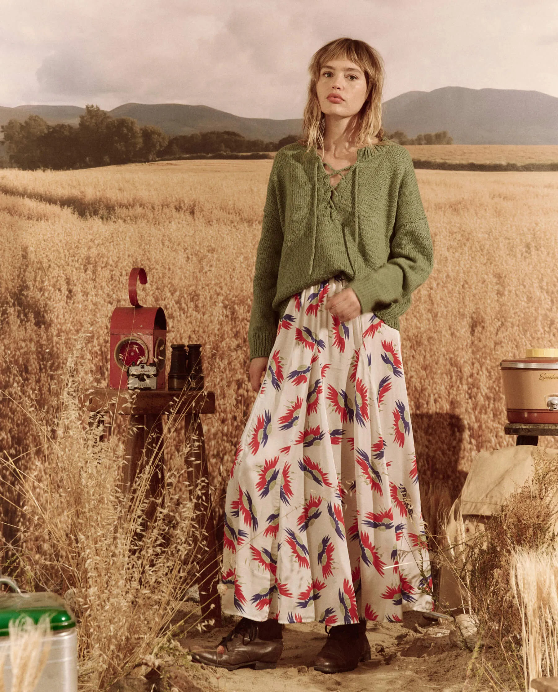 The Lace Up Pullover. -- Dried Basil sold by THE GREAT. product image thumbnail 4