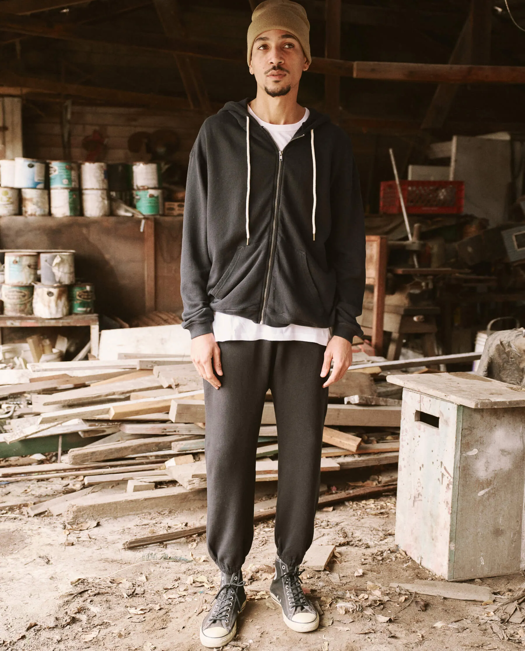 The Men's Zip Up Hoodie. -- Almost Black sold by THE GREAT. product image thumbnail 2