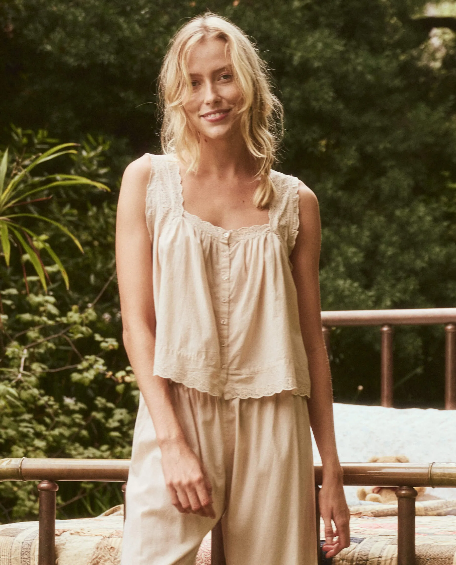 The Eyelet Tank. -- Soft Rosette sold by THE GREAT.