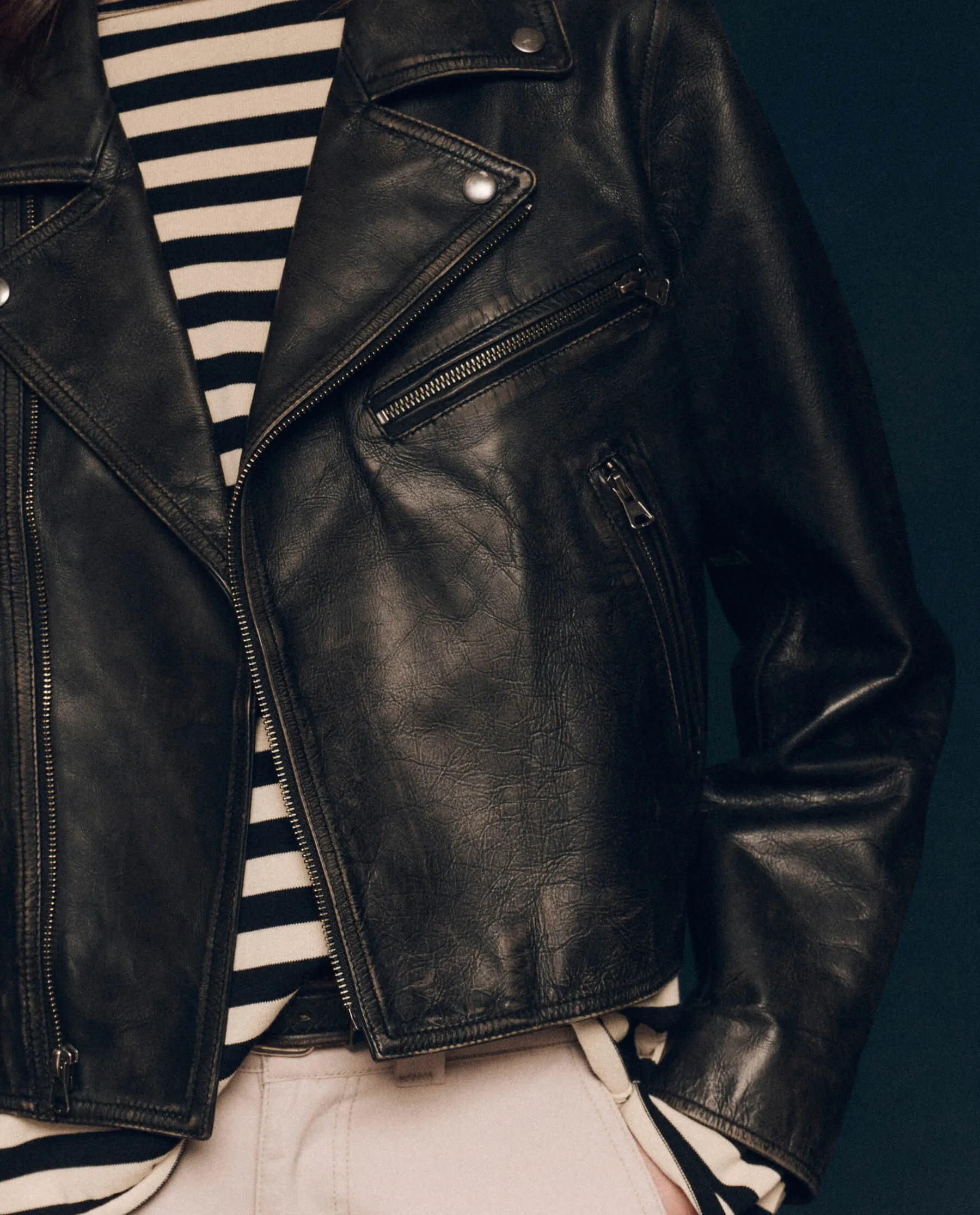 The Perfect Leather Jacket. -- Worn Black sold by THE GREAT. product image thumbnail 4