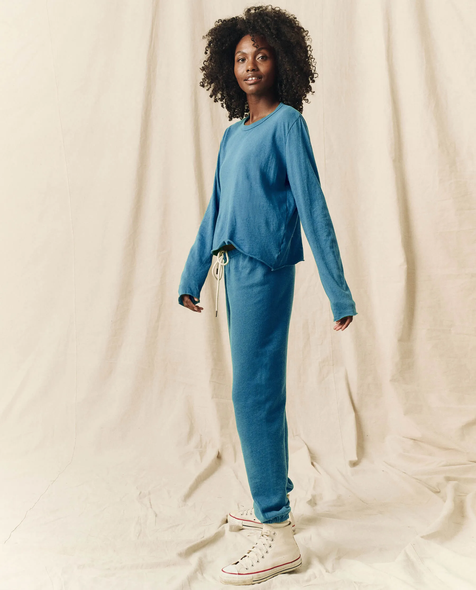 The Long Sleeve Crop Tee. Solid -- Glacier Blue sold by THE GREAT. product image thumbnail 2