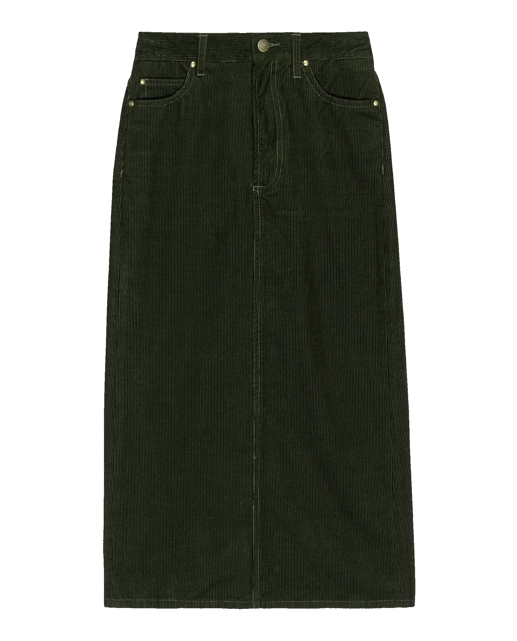 The Column Skirt. Cord -- Woodland Green sold by THE GREAT. product image thumbnail 5