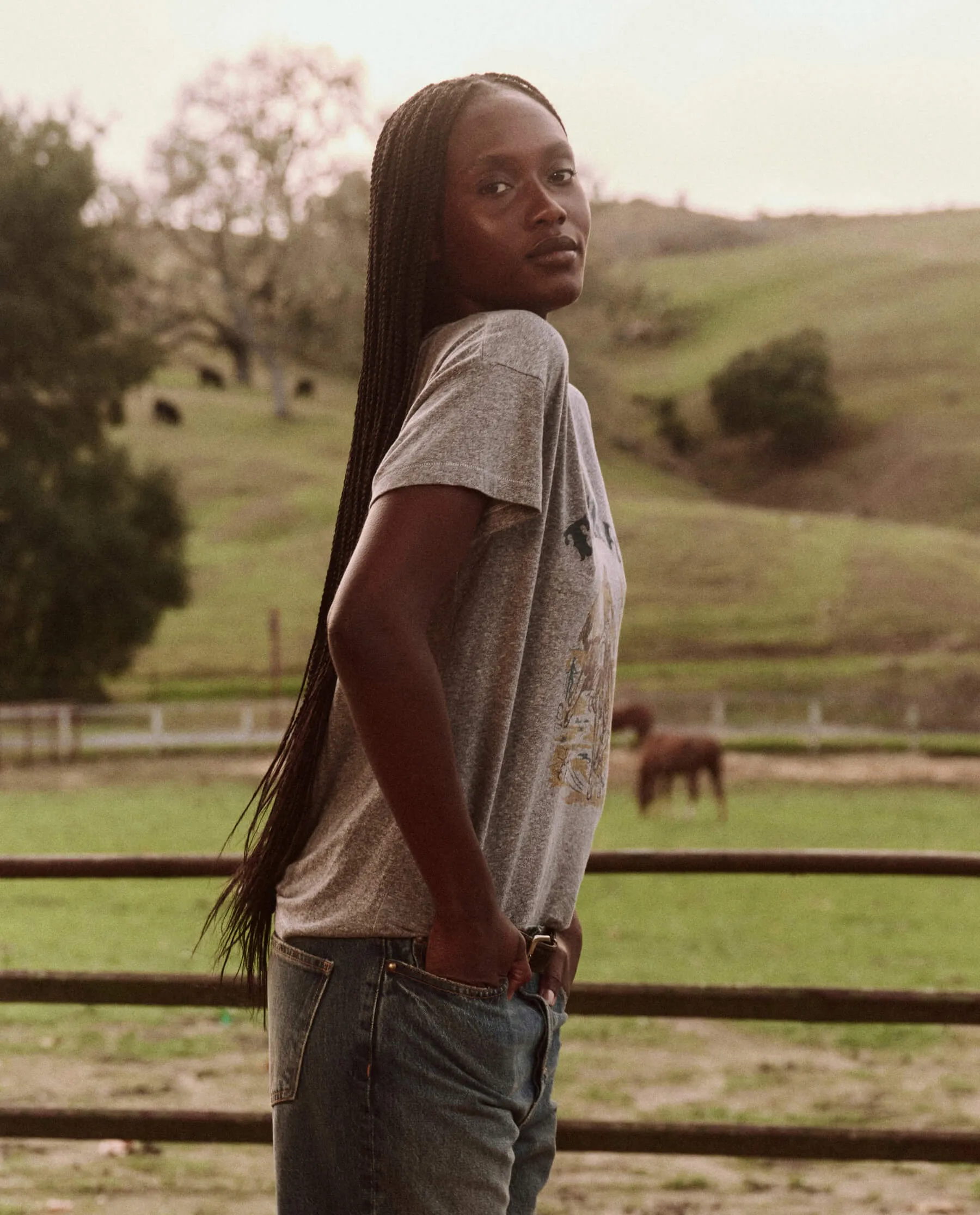 The Boxy Crew. Graphic -- Heather Grey with Rodeo Graphic sold by THE GREAT. product image thumbnail 3