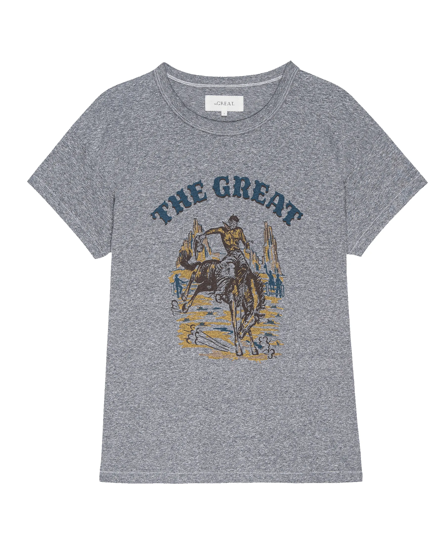 The Boxy Crew. Graphic -- Heather Grey with Rodeo Graphic sold by THE GREAT. product image thumbnail 5
