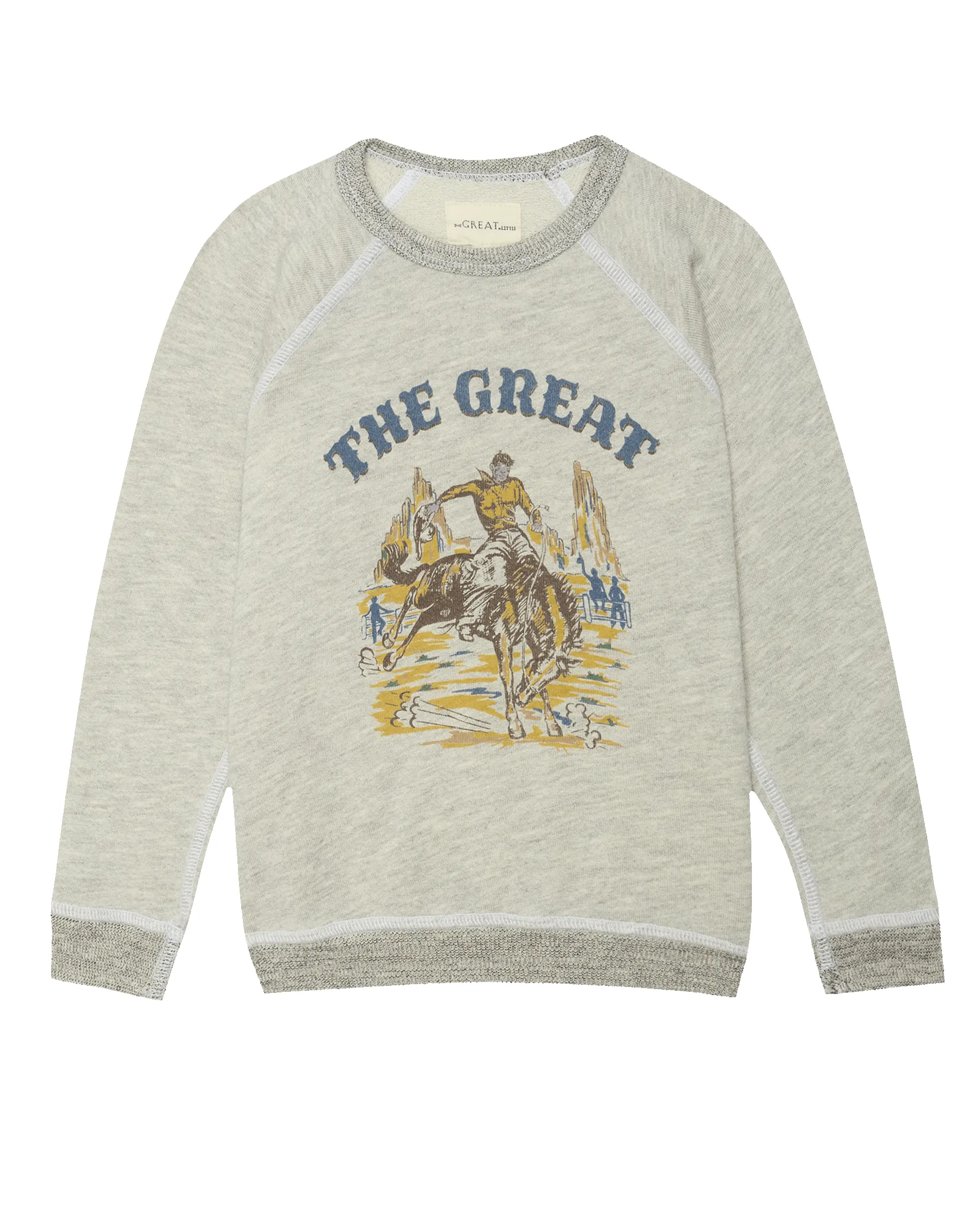 The Little College Sweatshirt. Graphic -- Soft Heather Grey with Rodeo Graphic sold by THE GREAT. product image thumbnail 5