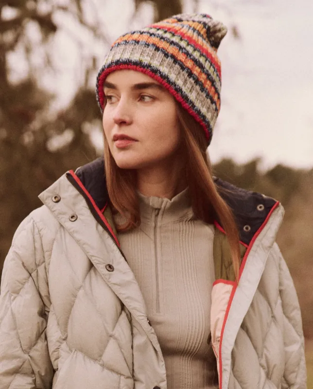 The Cabin Beanie. -- Camp Marled Stripe sold by THE GREAT.