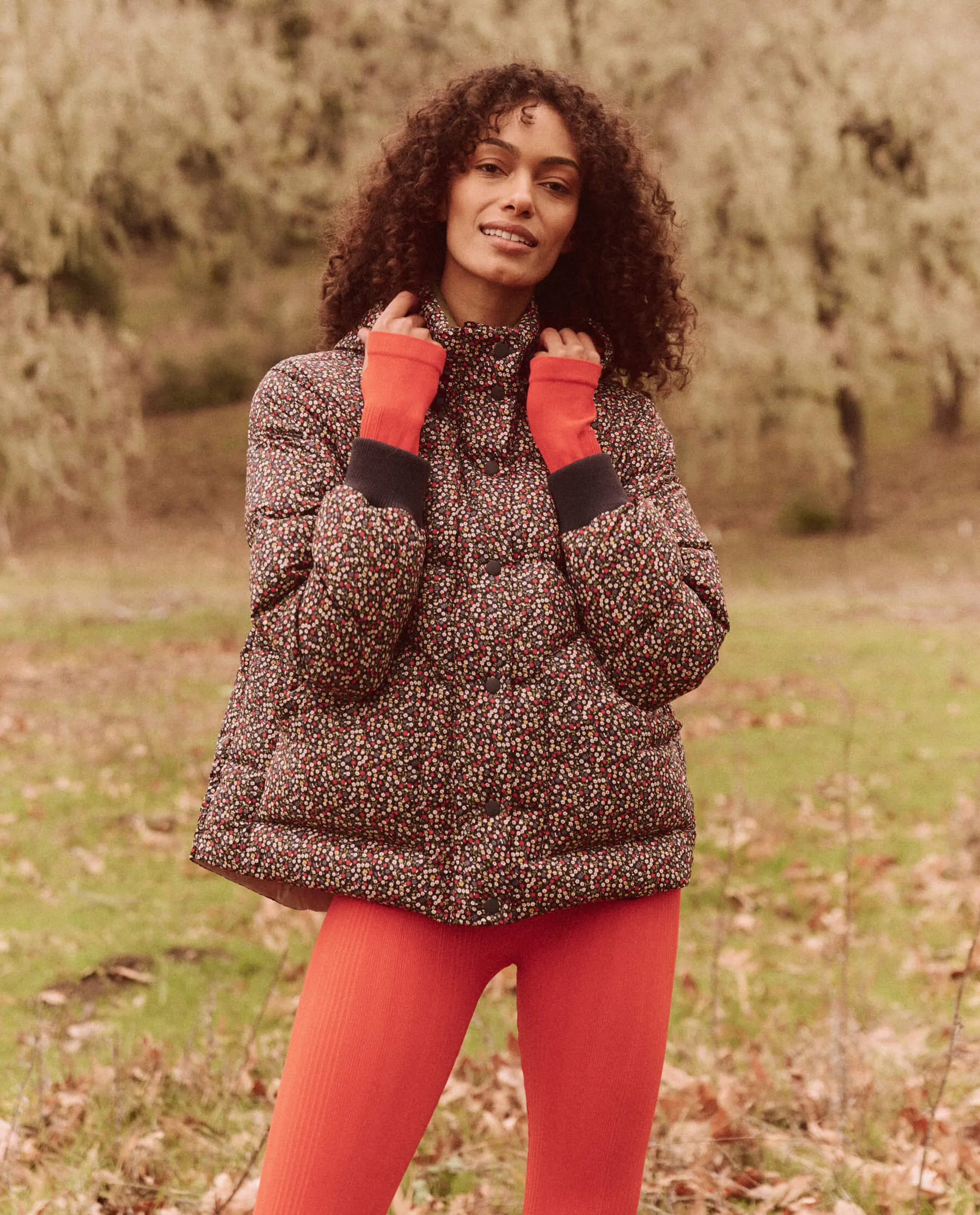 The Down Polar Puffer. -- Midnight Floral sold by THE GREAT.