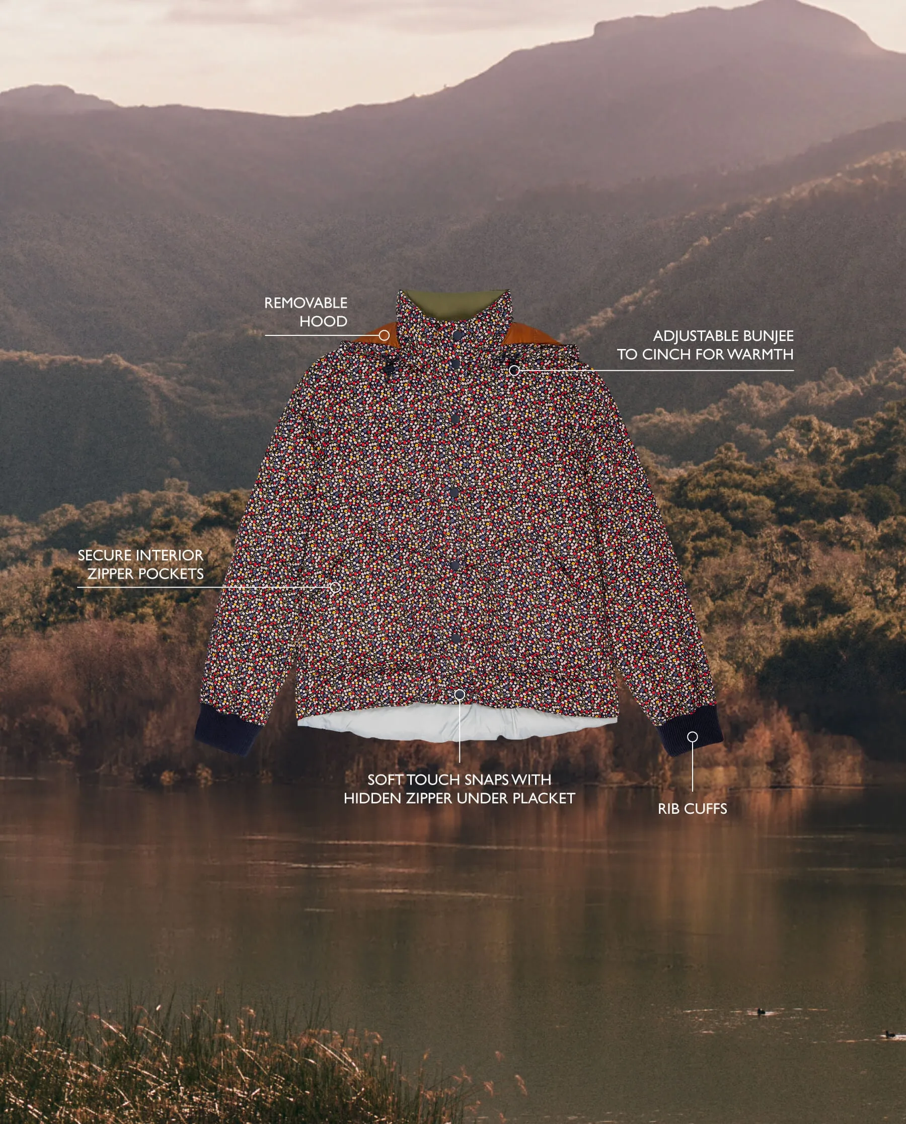 The Down Polar Puffer. -- Midnight Floral sold by THE GREAT. product image thumbnail 5