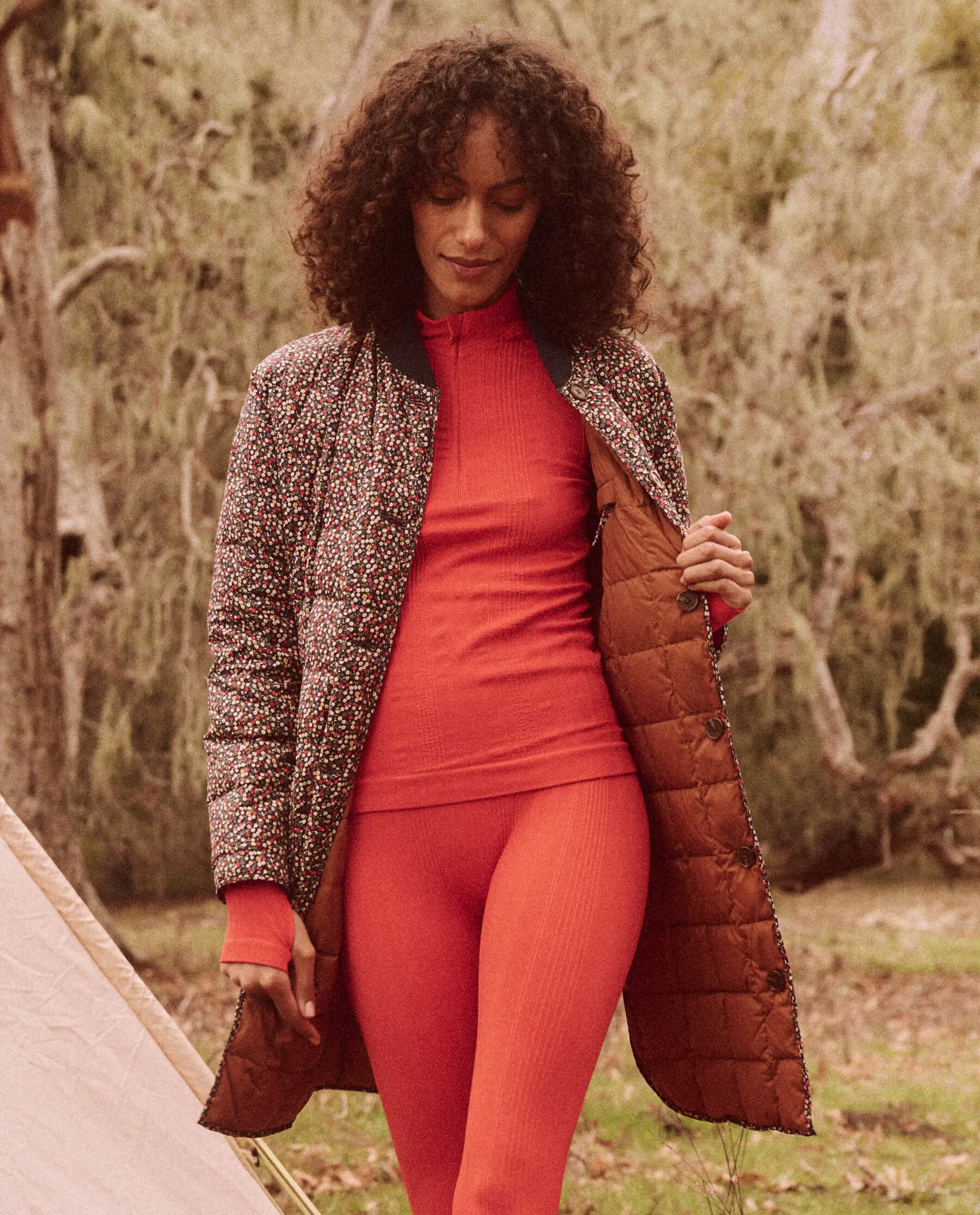 The Reversible Down Treeline Puffer. -- Midnight Floral and Copper sold by THE GREAT.