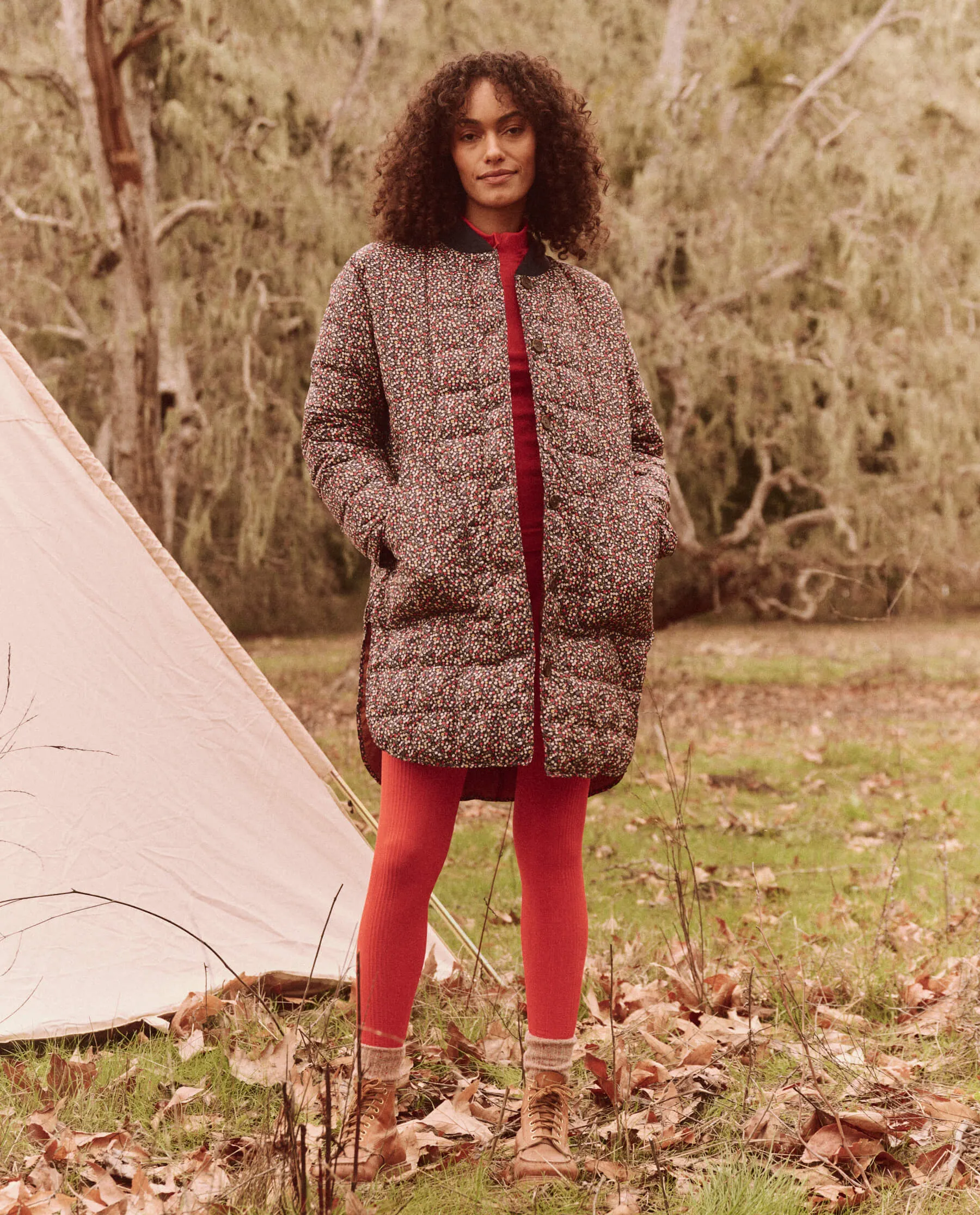 The Reversible Down Treeline Puffer. -- Midnight Floral and Copper sold by THE GREAT. product image thumbnail 5