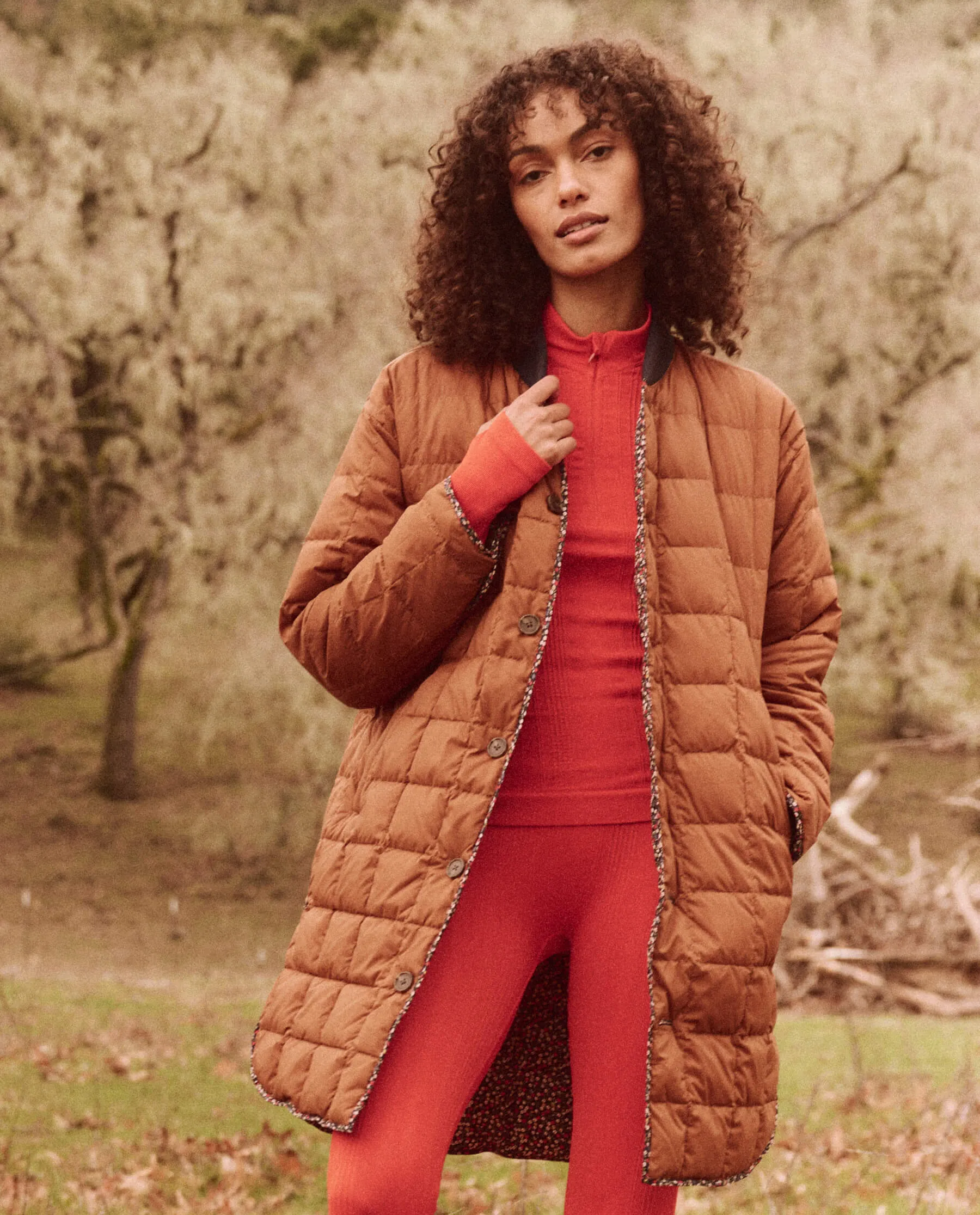 The Reversible Down Treeline Puffer. -- Midnight Floral and Copper sold by THE GREAT. product image thumbnail 2