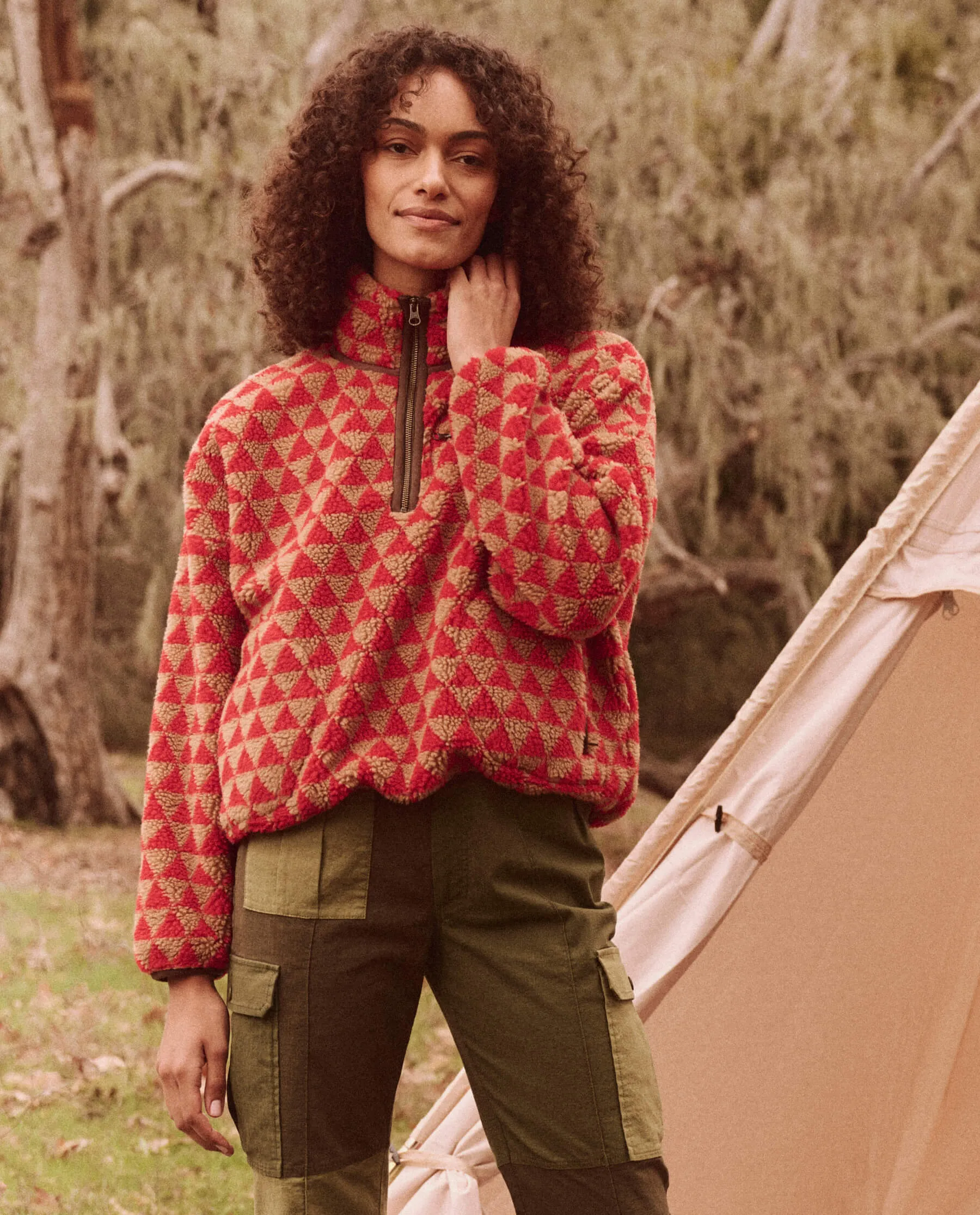 The Plush Terrain Half-Zip. -- Poppy Geo sold by THE GREAT.