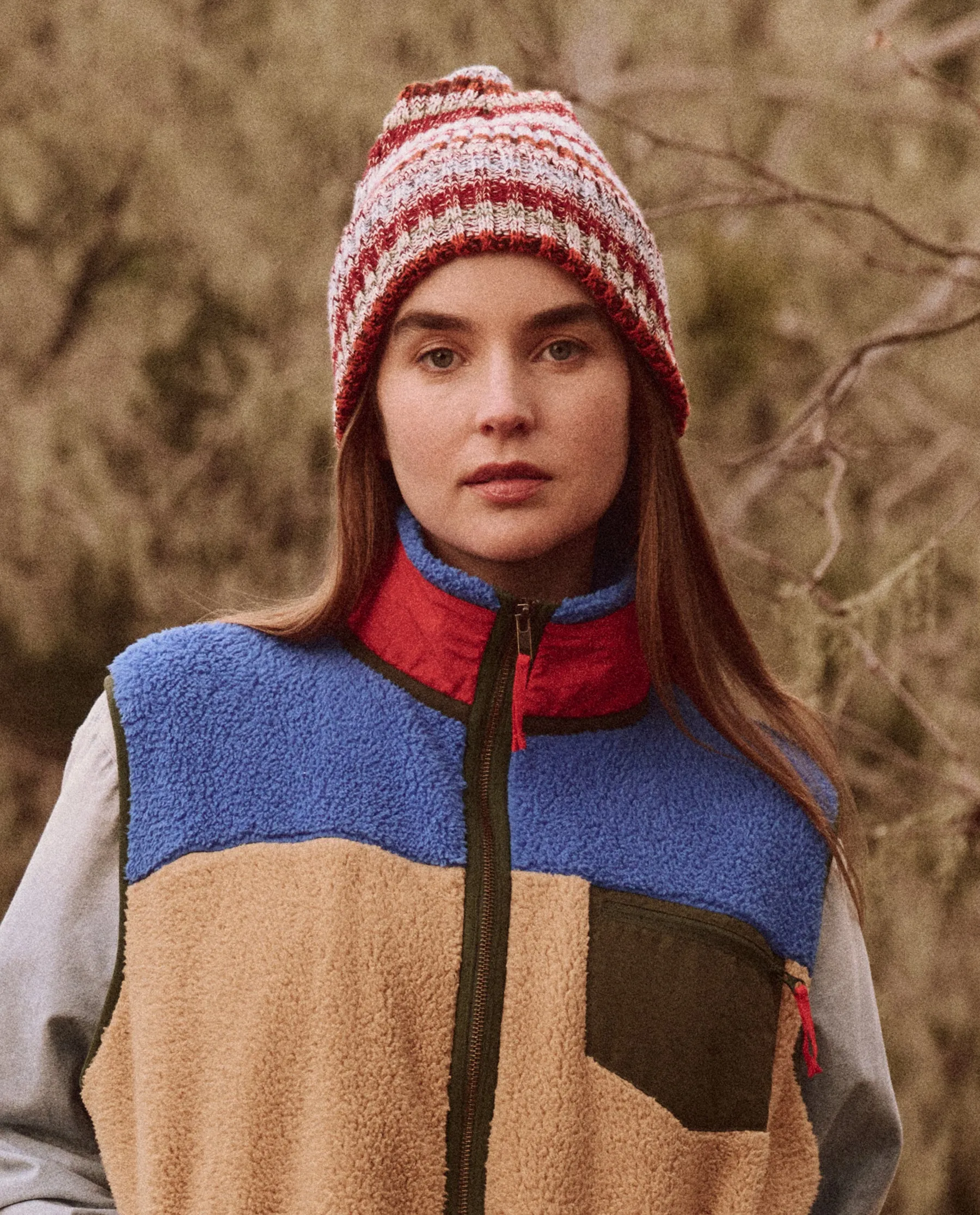 The Cabin Beanie. -- Boulder Marled Stripe sold by THE GREAT.