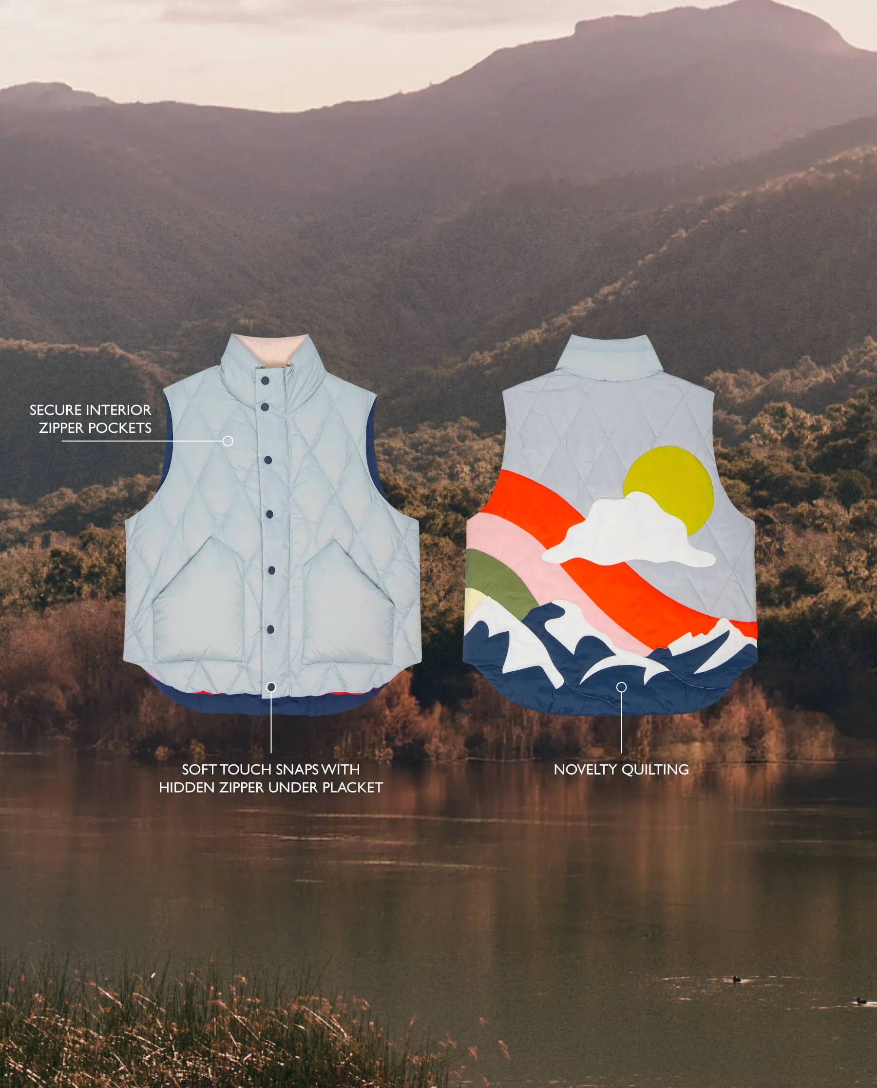 The Down Polar Vest. -- Morning Fog Landscape sold by THE GREAT. product image thumbnail 4