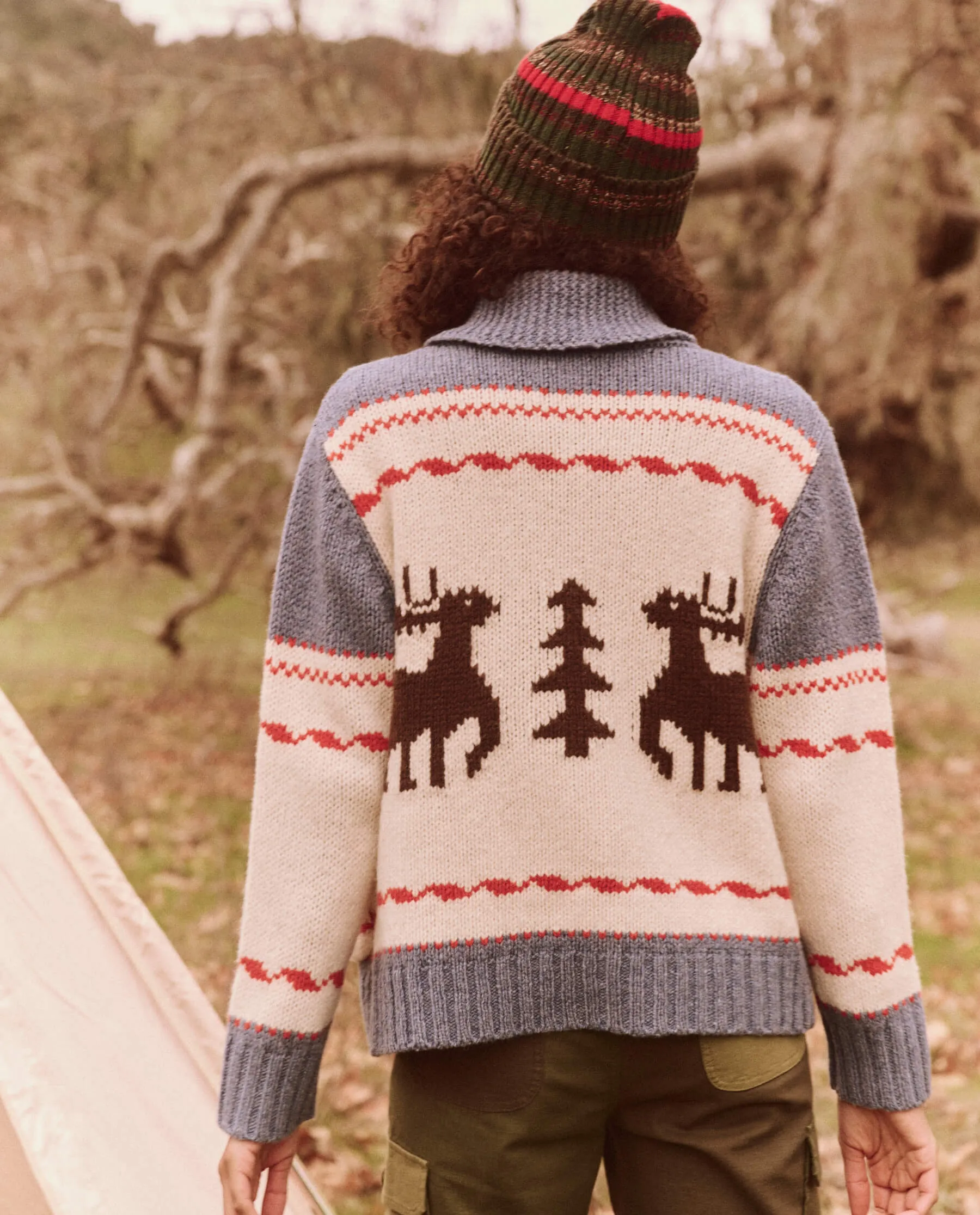 The Shawl Collar Full-Zip Sweater. -- Moose Track Fair Isle sold by THE GREAT. product image thumbnail 2