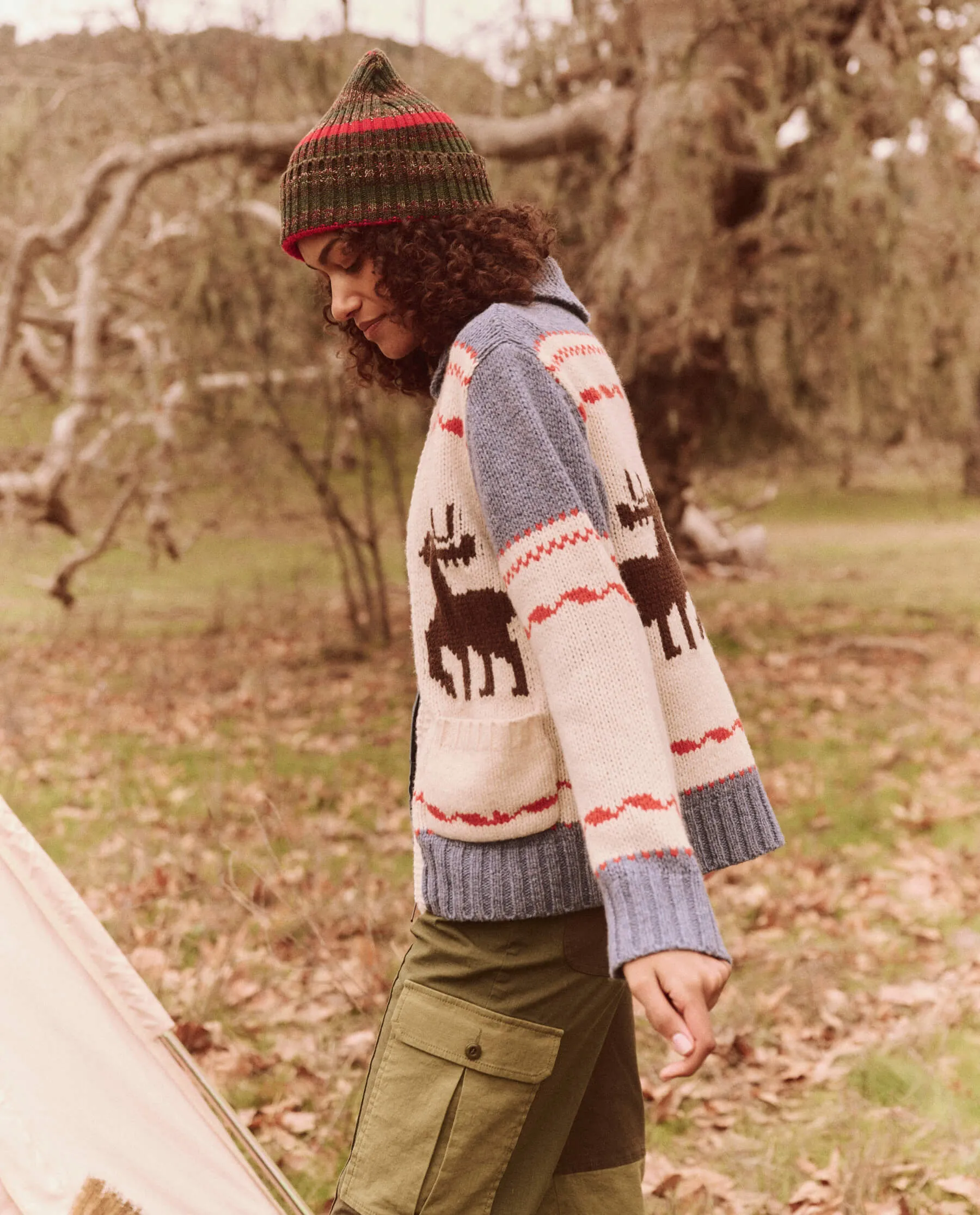 The Shawl Collar Full-Zip Sweater. -- Moose Track Fair Isle sold by THE GREAT. product image thumbnail 3