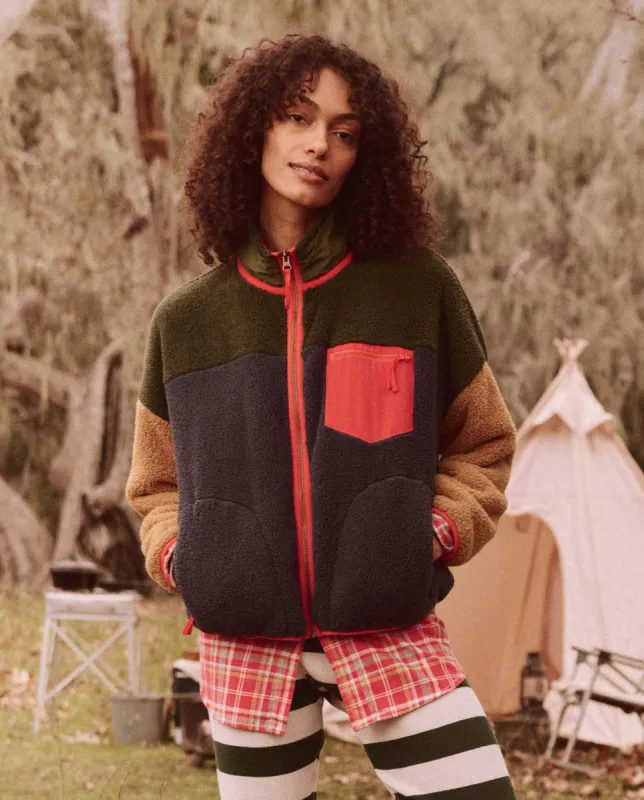 The Plush Colorblock Terrain Full-Zip. -- Mountain View and Midnight sold by THE GREAT.