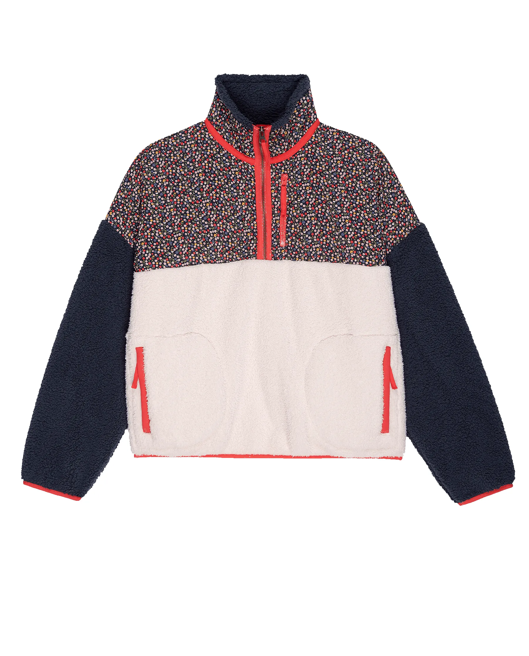 The Plush Colorblock Terrain Half-Zip. -- Mountain View Floral and Chalk sold by THE GREAT. product image thumbnail 5
