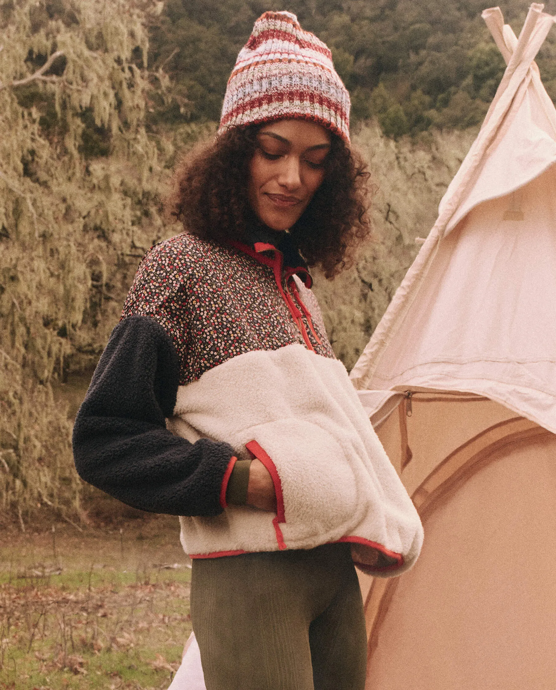 The Plush Colorblock Terrain Half-Zip. -- Mountain View Floral and Chalk sold by THE GREAT. product image thumbnail 2