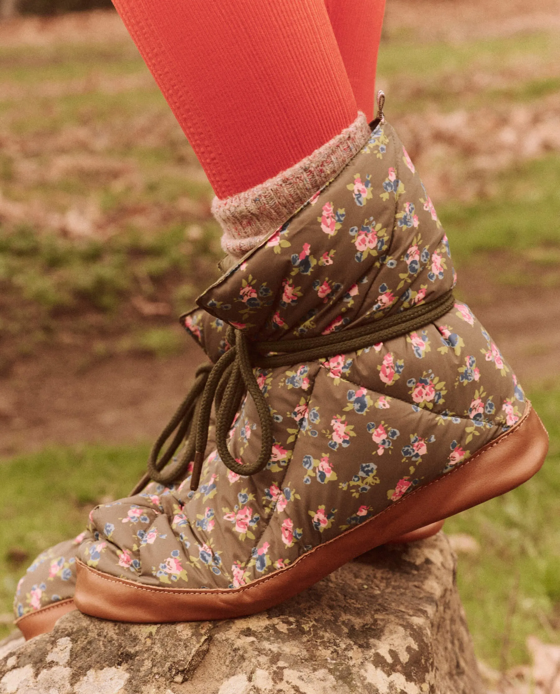The Down Quilted Puffer Slipper. -- Cypress Basin Floral sold by THE GREAT. product image thumbnail 2