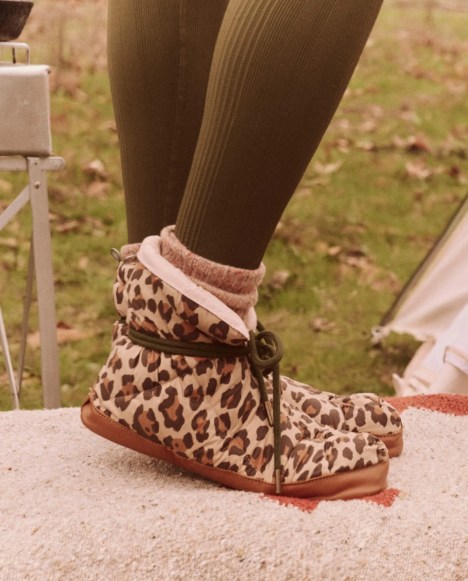 The Down Quilted Puffer Slipper. -- Snow Leopard sold by THE GREAT. product image thumbnail 3