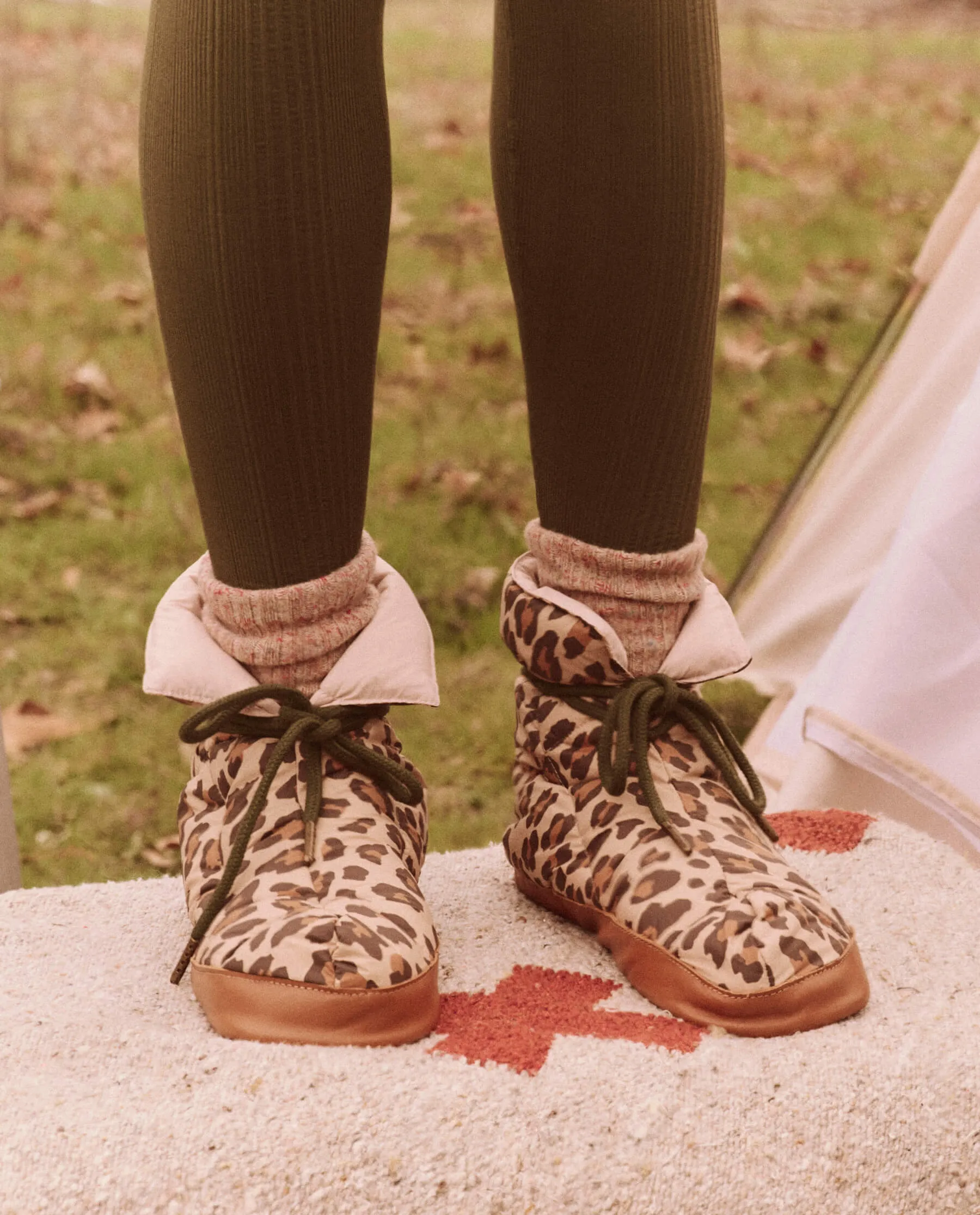 The Down Quilted Puffer Slipper. -- Snow Leopard sold by THE GREAT. product image thumbnail 2