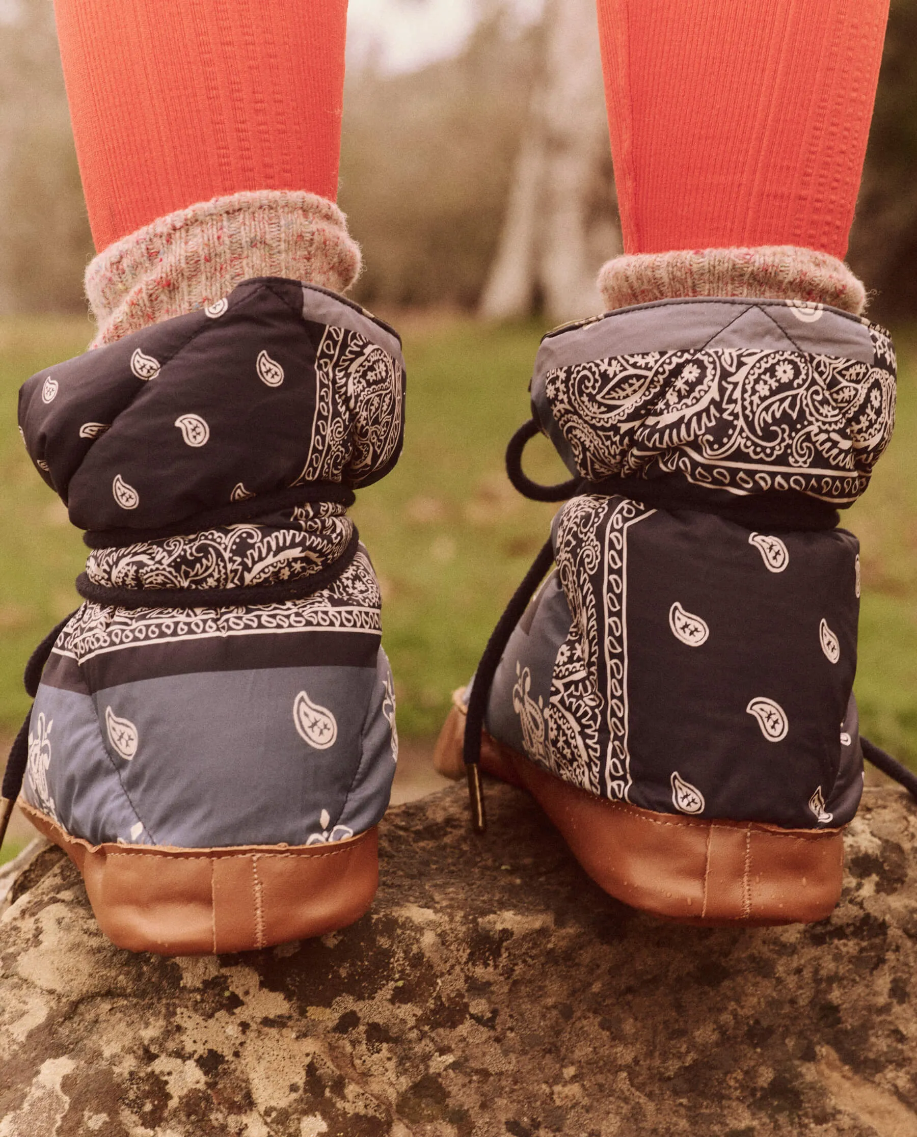 The Down Quilted Puffer Slipper. -- Patchwork Bandana and Evergreen sold by THE GREAT. product image thumbnail 2