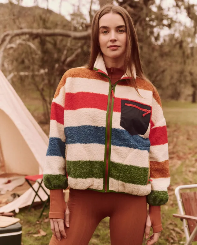 The Plush Terrain Full-Zip. -- Cross Country Stripe sold by THE GREAT.