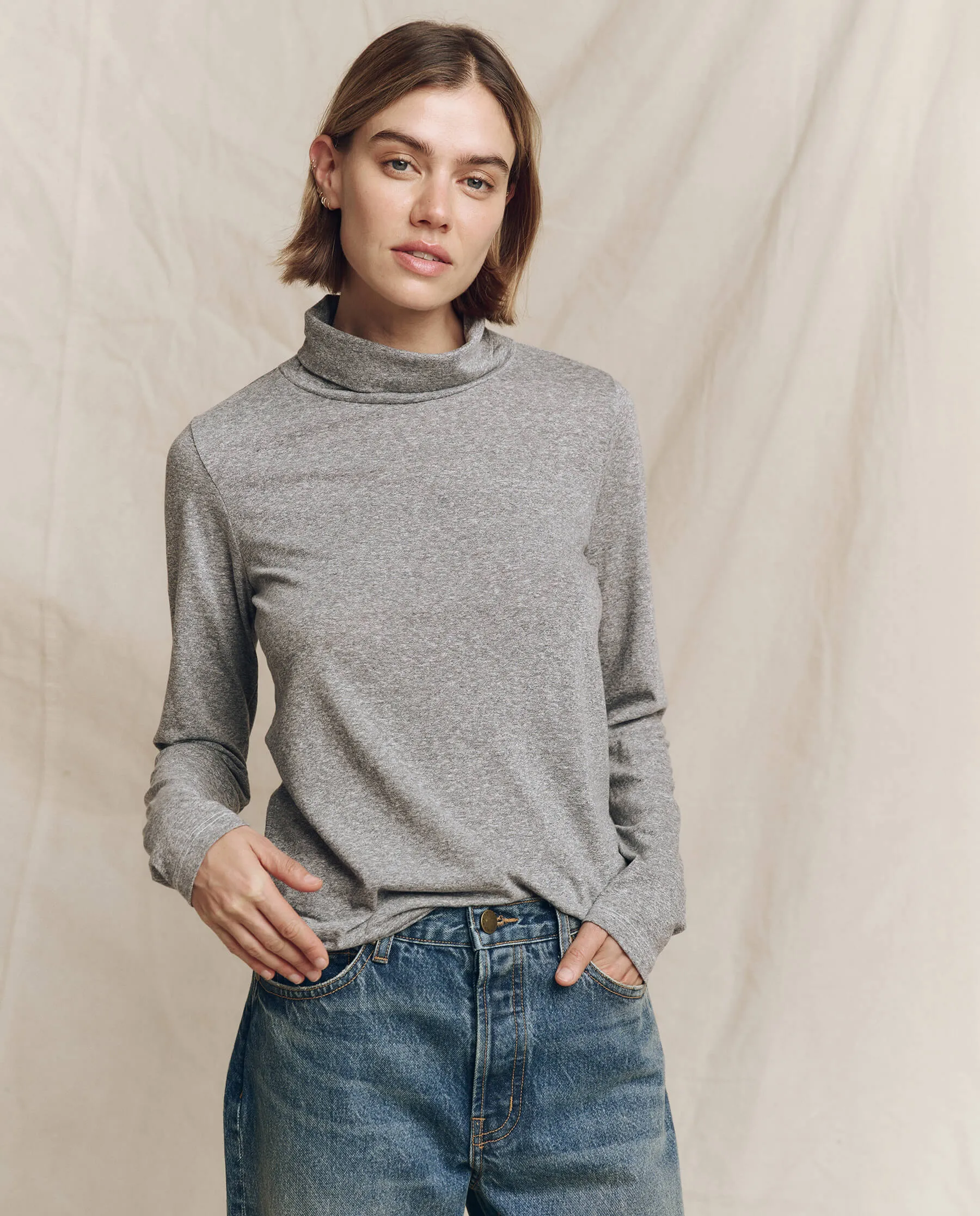 The Turtleneck. Solid -- Heather Grey sold by THE GREAT.