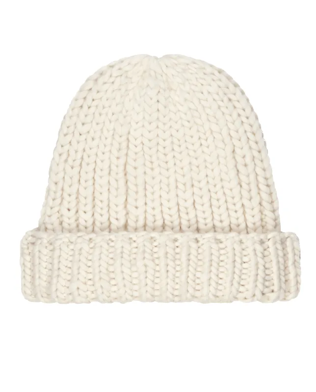 The Handknit Chunky Beanie. -- Cream sold by THE GREAT.