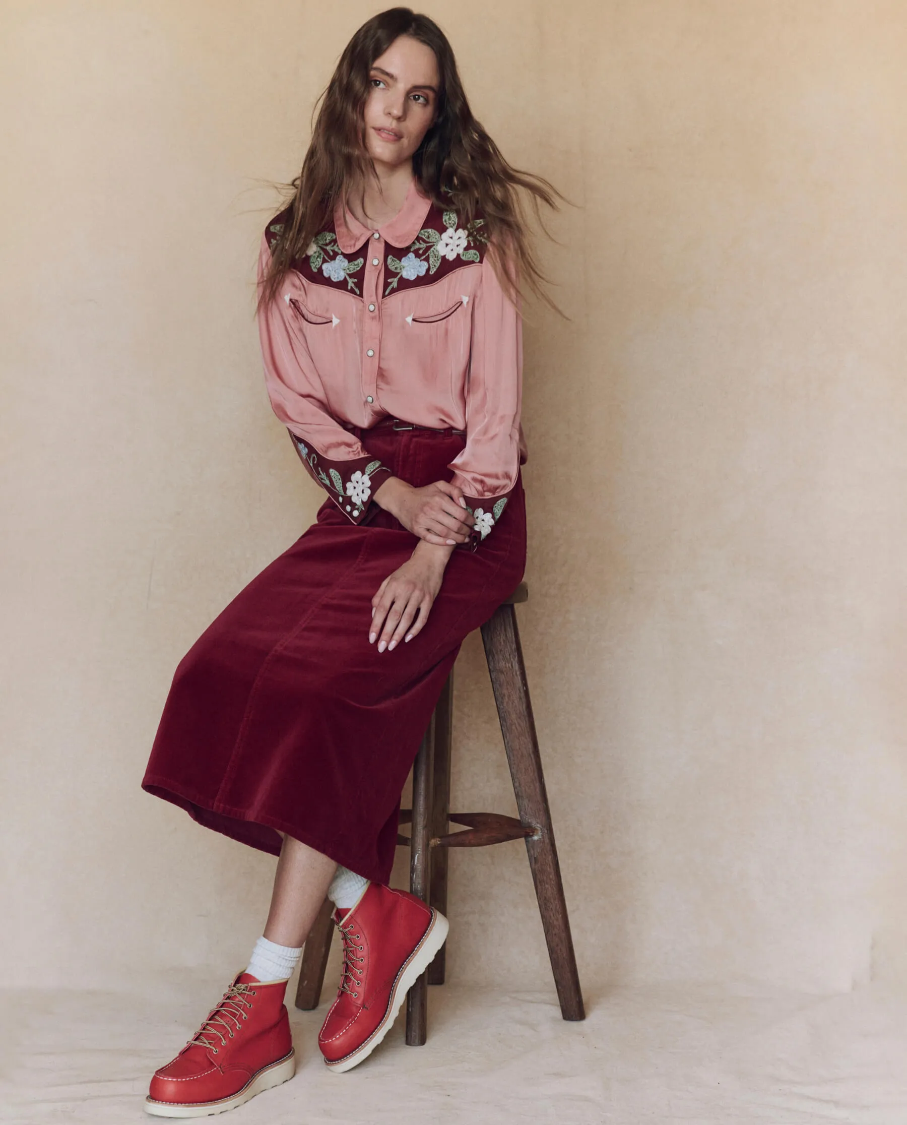 The Velvet Column Skirt. -- Bordeaux sold by THE GREAT. product image thumbnail 4