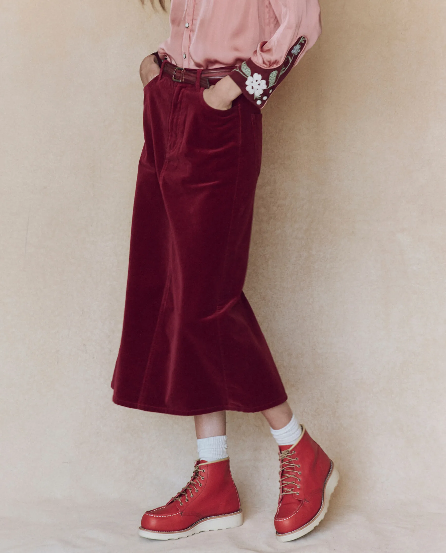 The Velvet Column Skirt. -- Bordeaux sold by THE GREAT. product image thumbnail 3