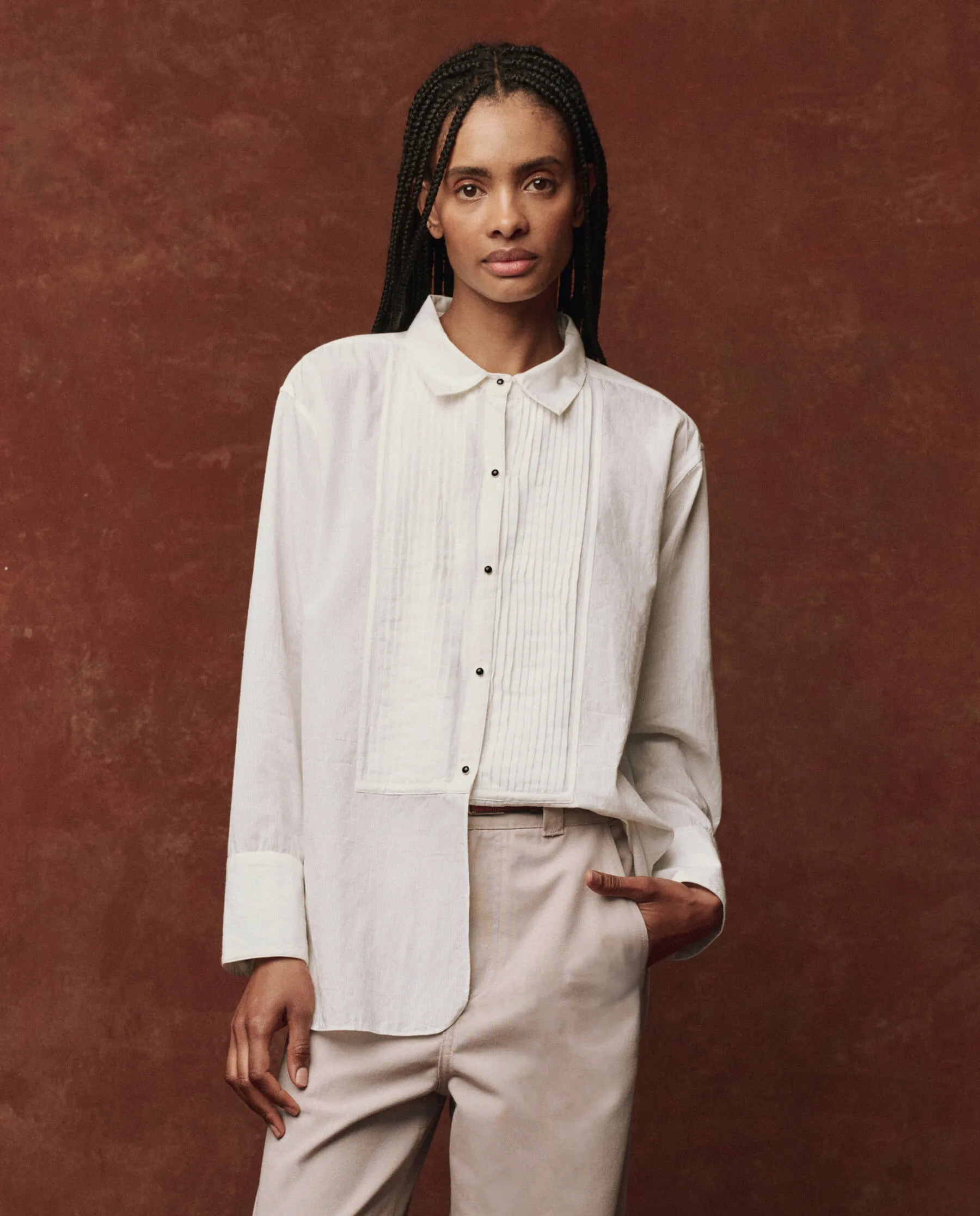 The Classic Tux Top.. -- White sold by THE GREAT.