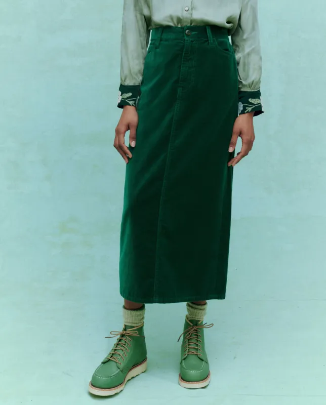 The Velvet Column Skirt. -- Emerald sold by THE GREAT.
