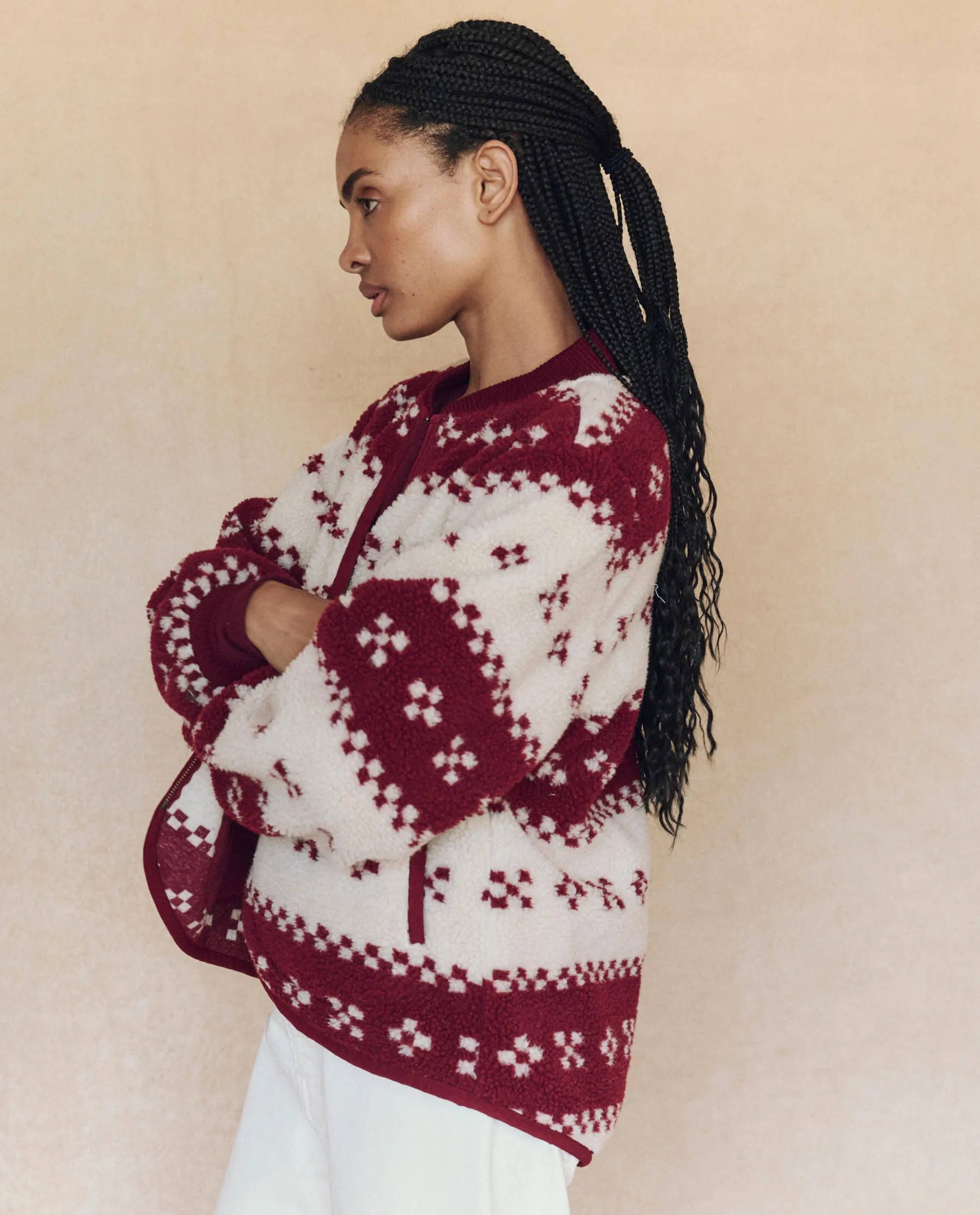 The Plush Bomber. -- Bordeaux Geo sold by THE GREAT. product image thumbnail 3