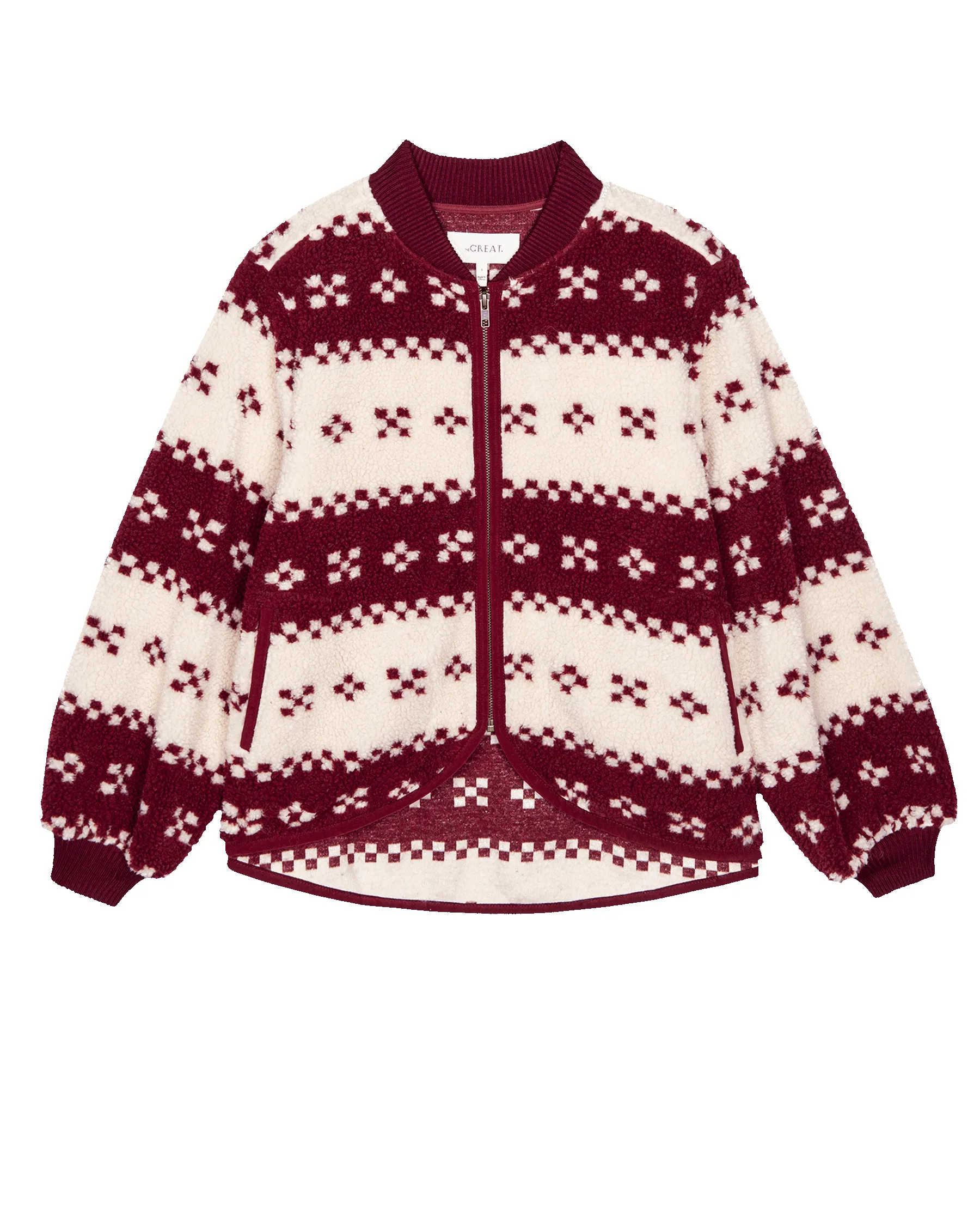 The Plush Bomber. -- Bordeaux Geo sold by THE GREAT. product image thumbnail 5