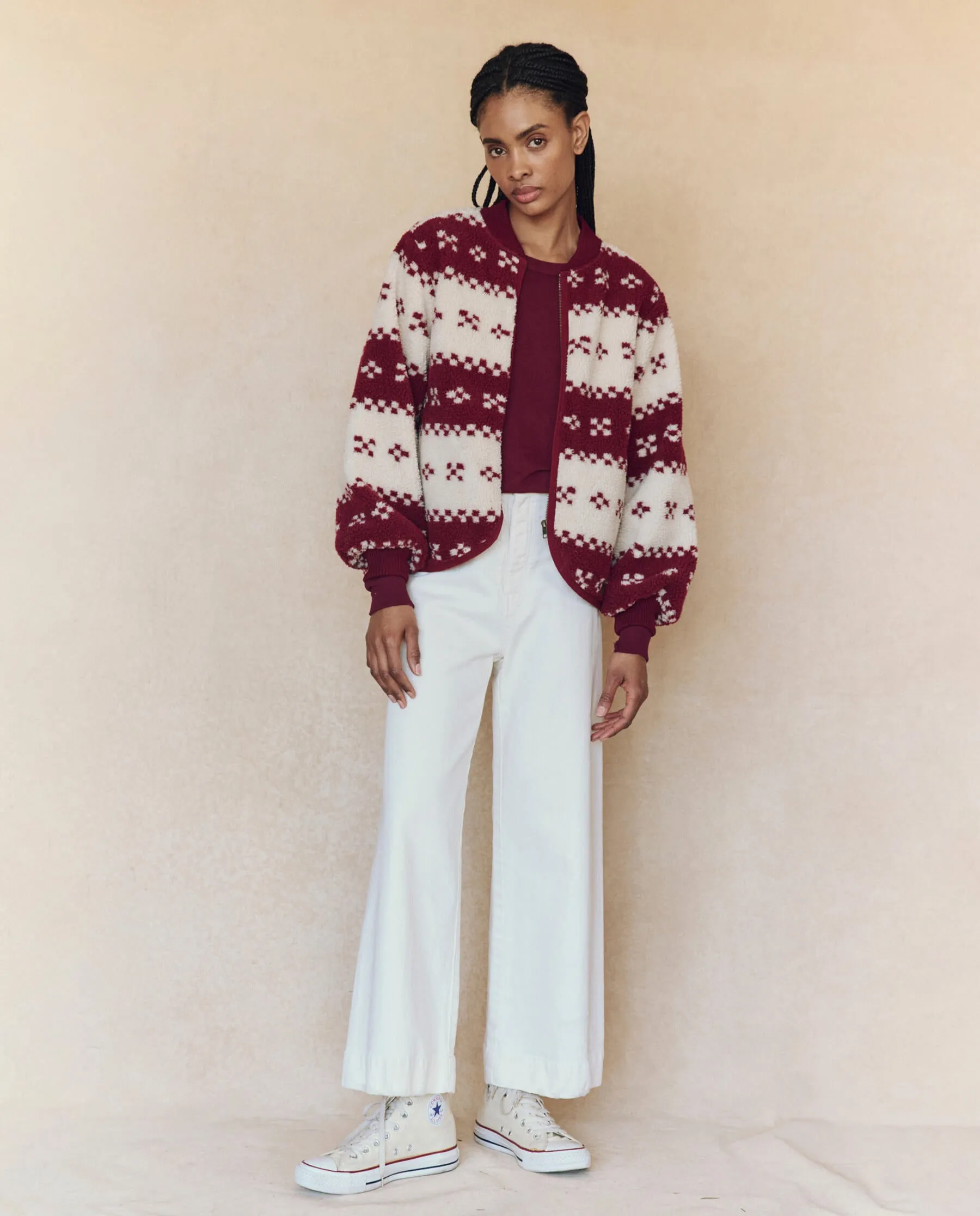 The Plush Bomber. -- Bordeaux Geo sold by THE GREAT. product image thumbnail 4