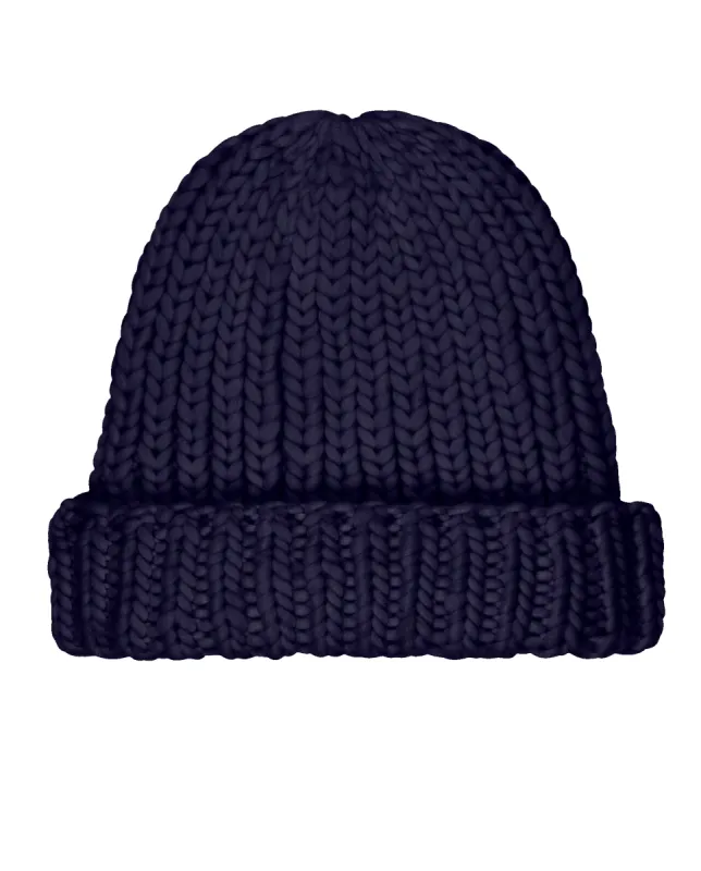 The Handknit Chunky Beanie. -- Navy sold by THE GREAT.