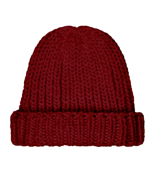 The Handknit Chunky Beanie. -- Red Berry sold by THE GREAT.
